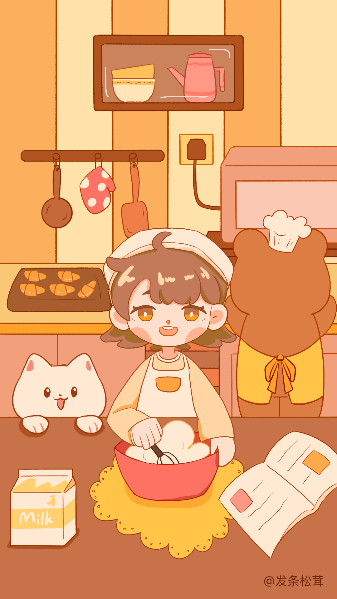 扁平插画 烘焙小时光