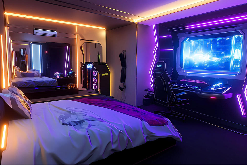 电竞酒店科幻赛博朋克游戏科技风潮流未来