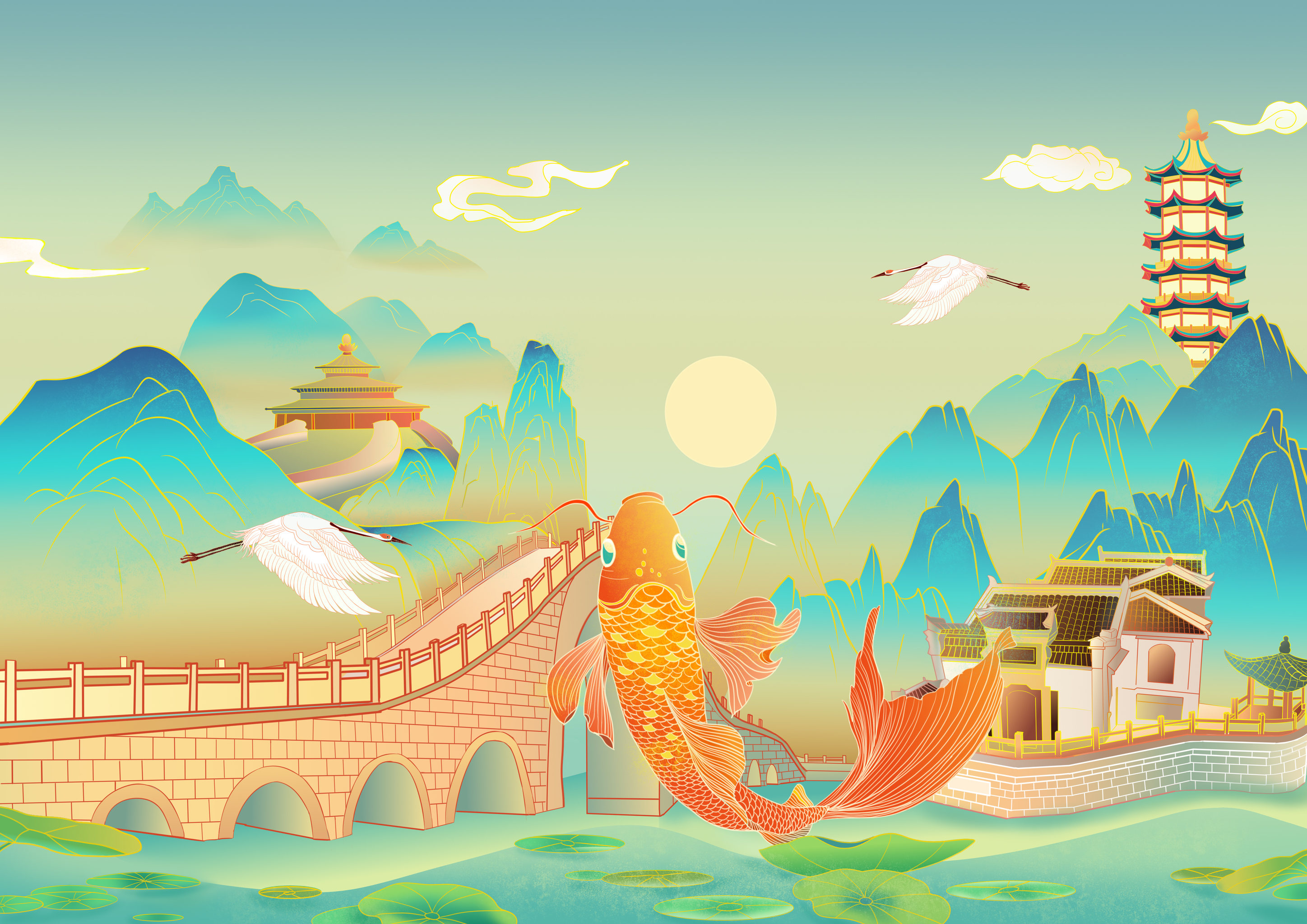 鄂州好礼/国风插画/文创设计/包装设计