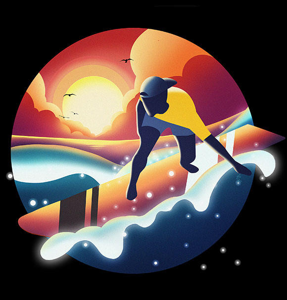 渐变插画《极限运动》个人练习