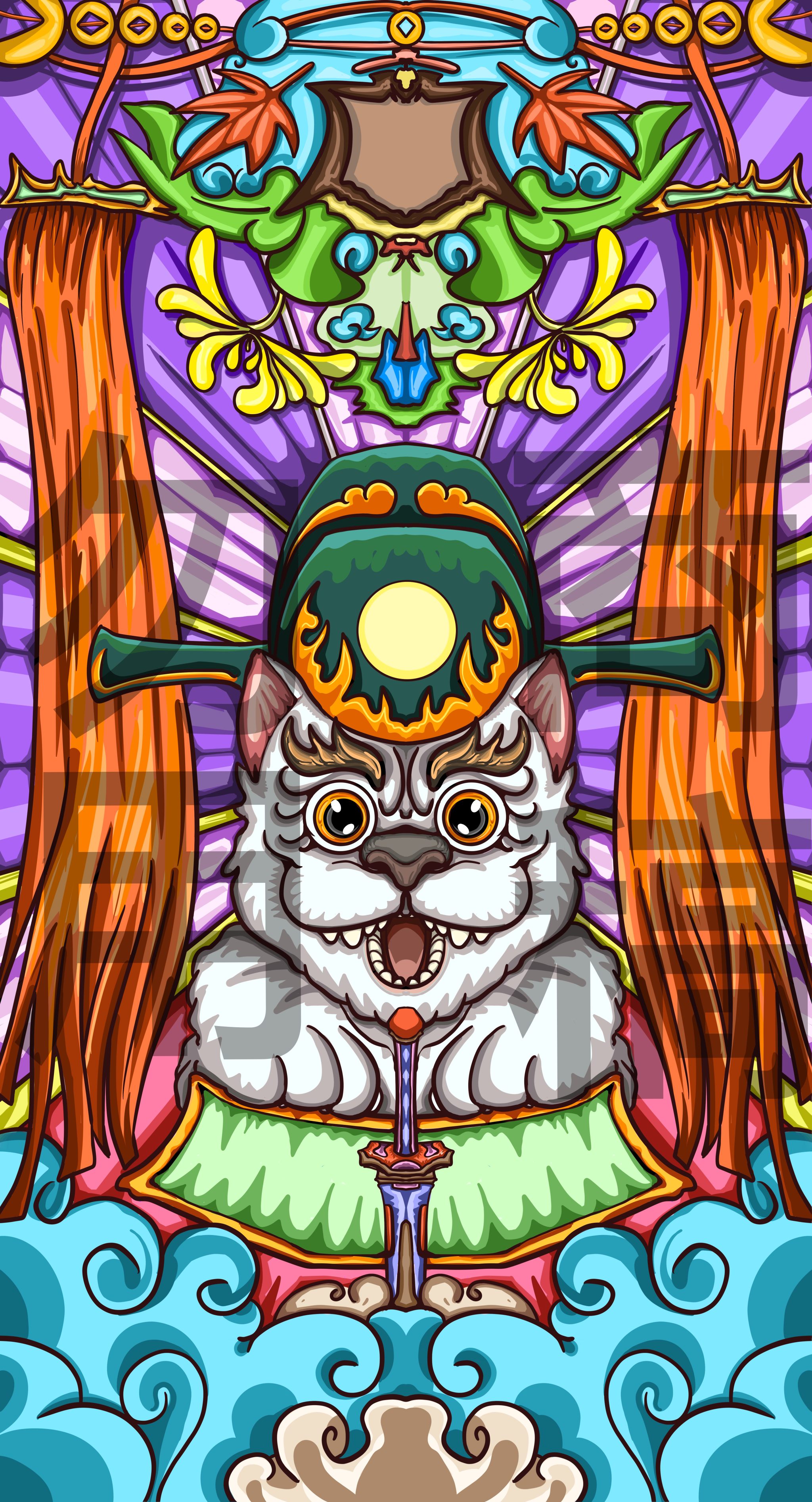 国潮风格神兽插画