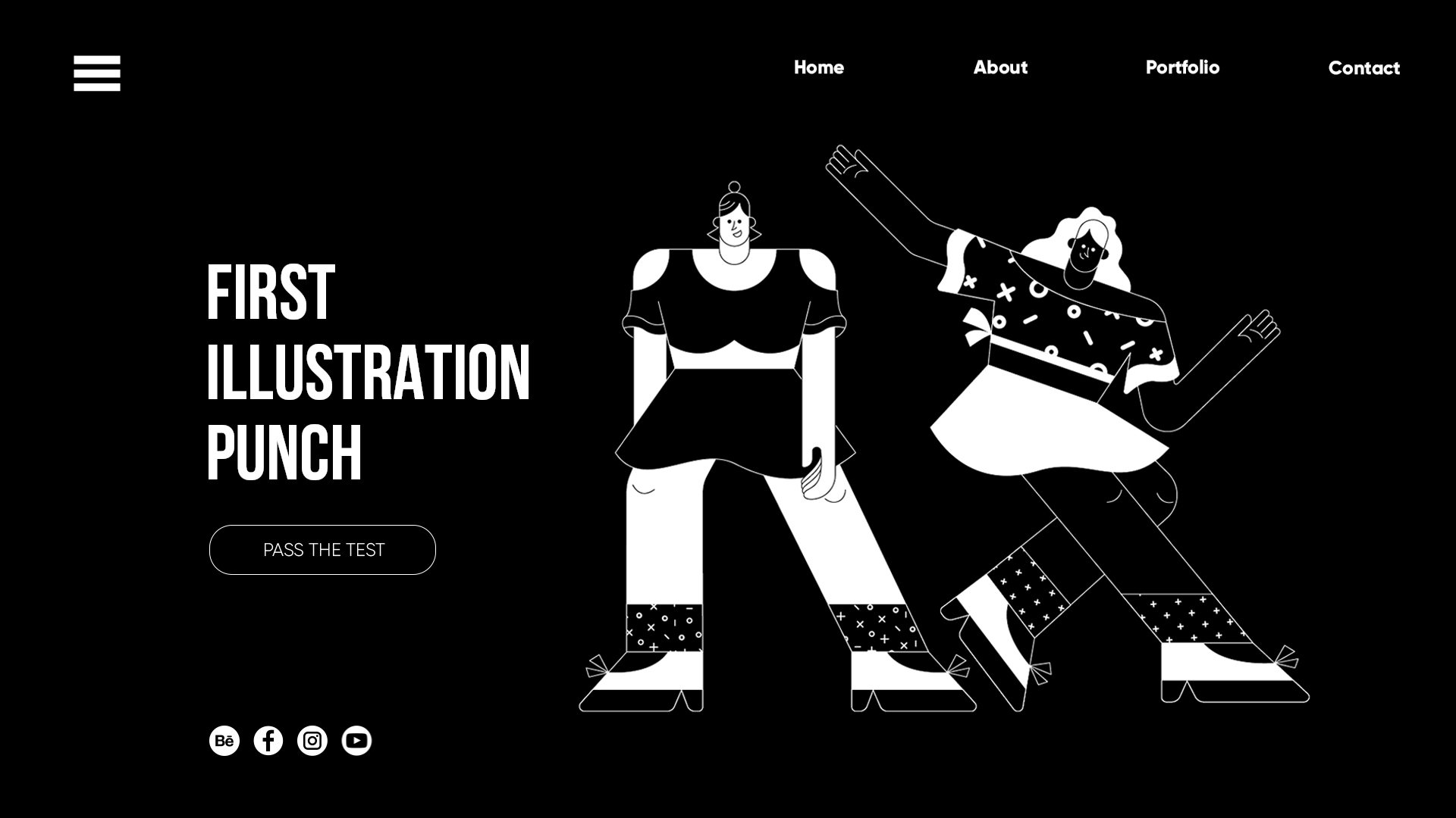 扁平黑白插画人物练习