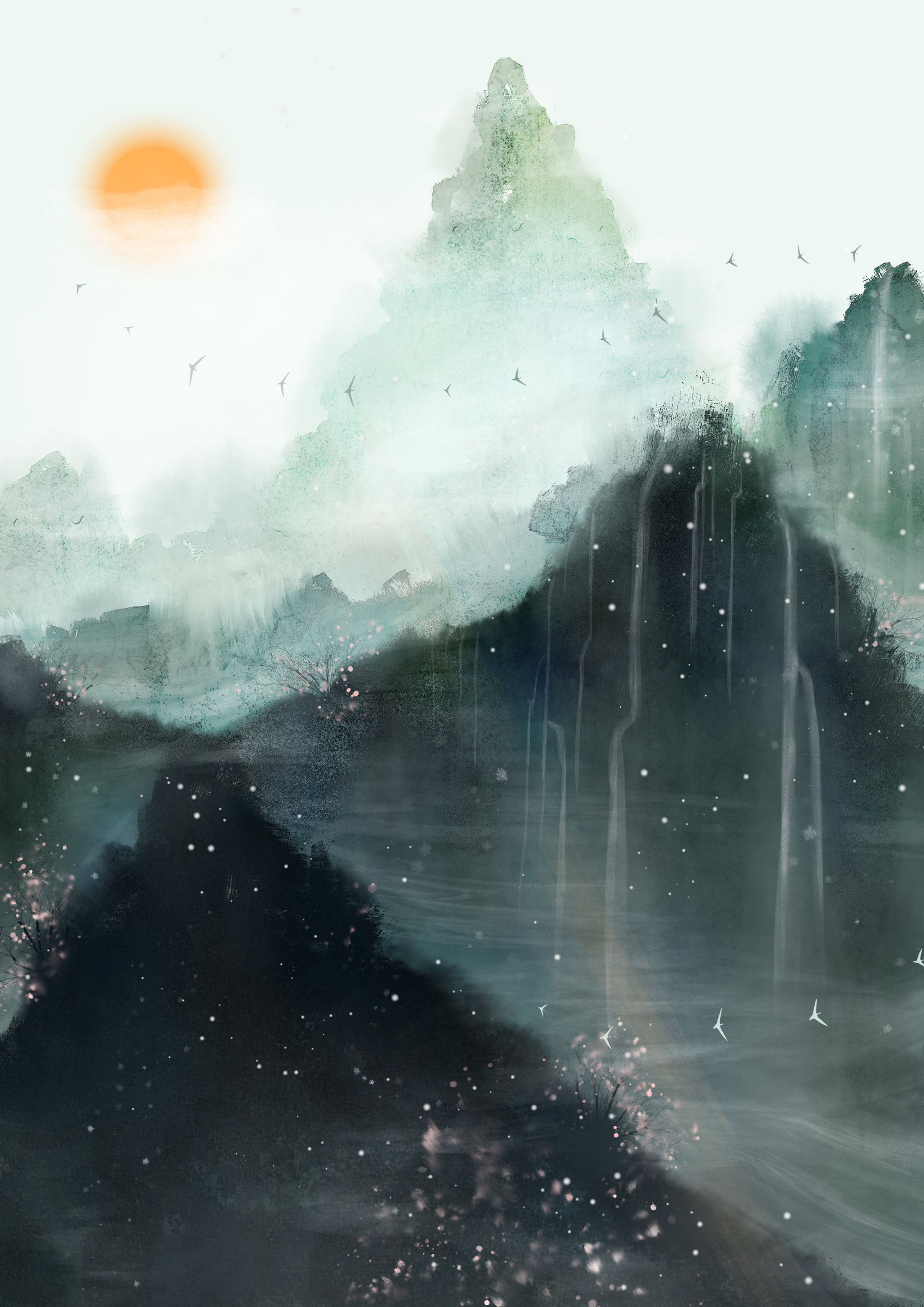 手绘中国风唯美古风场景