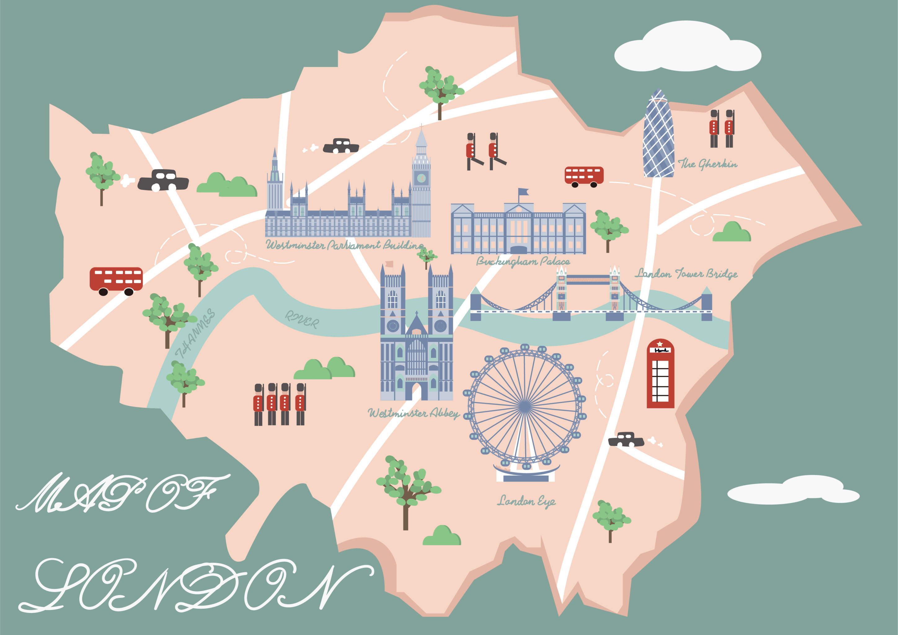 伦敦著名景点方位图图片