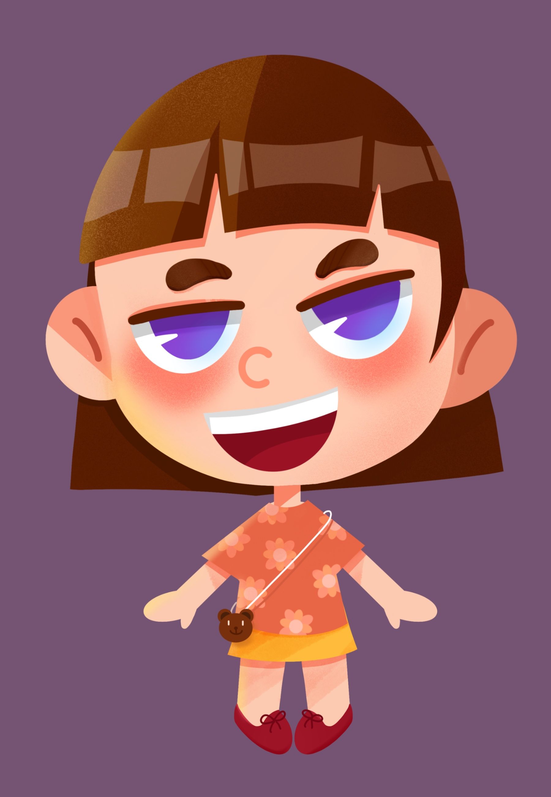 q版插画人物-蘑菇头女孩