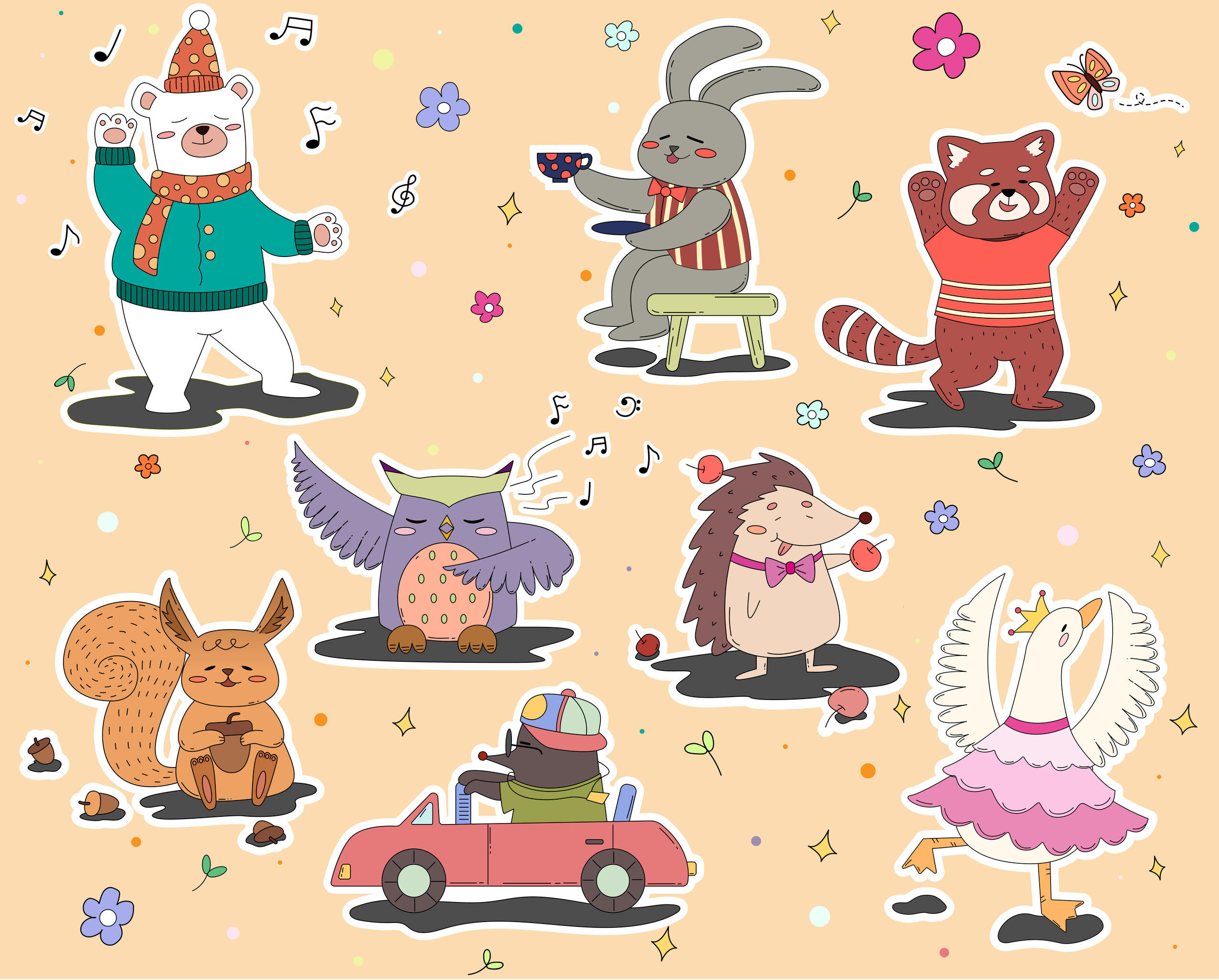 扁平插画/贴纸-动物