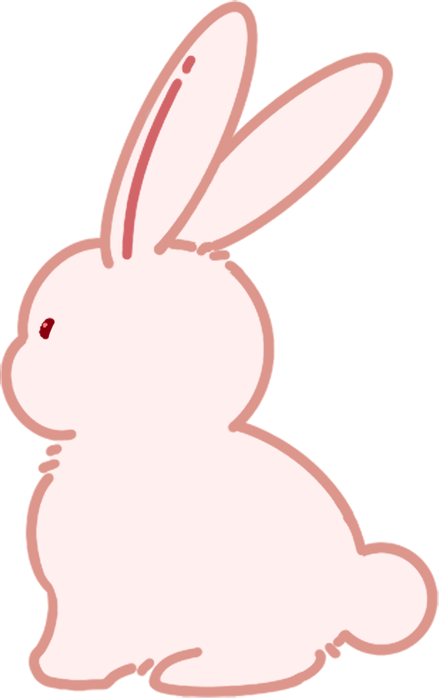 手绘可爱兔子蹲坐侧面免扣线条插画