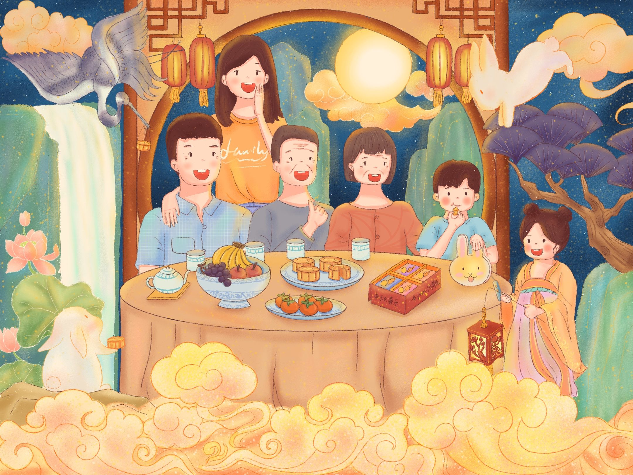 【中秋节原创插画】捉住夏天的尾巴画个秋天的画