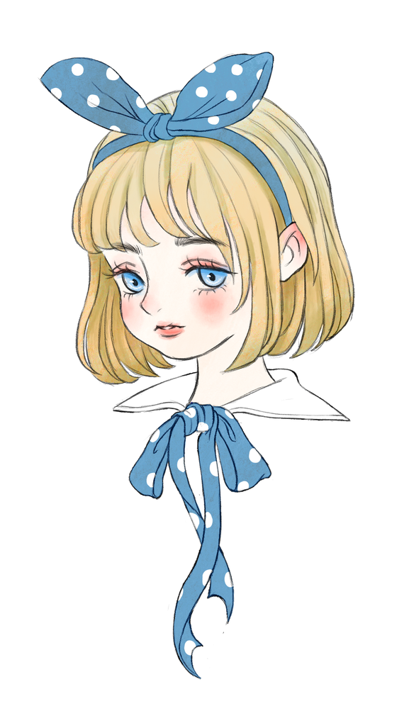 少女文艺森系萝莉手绘水彩插画