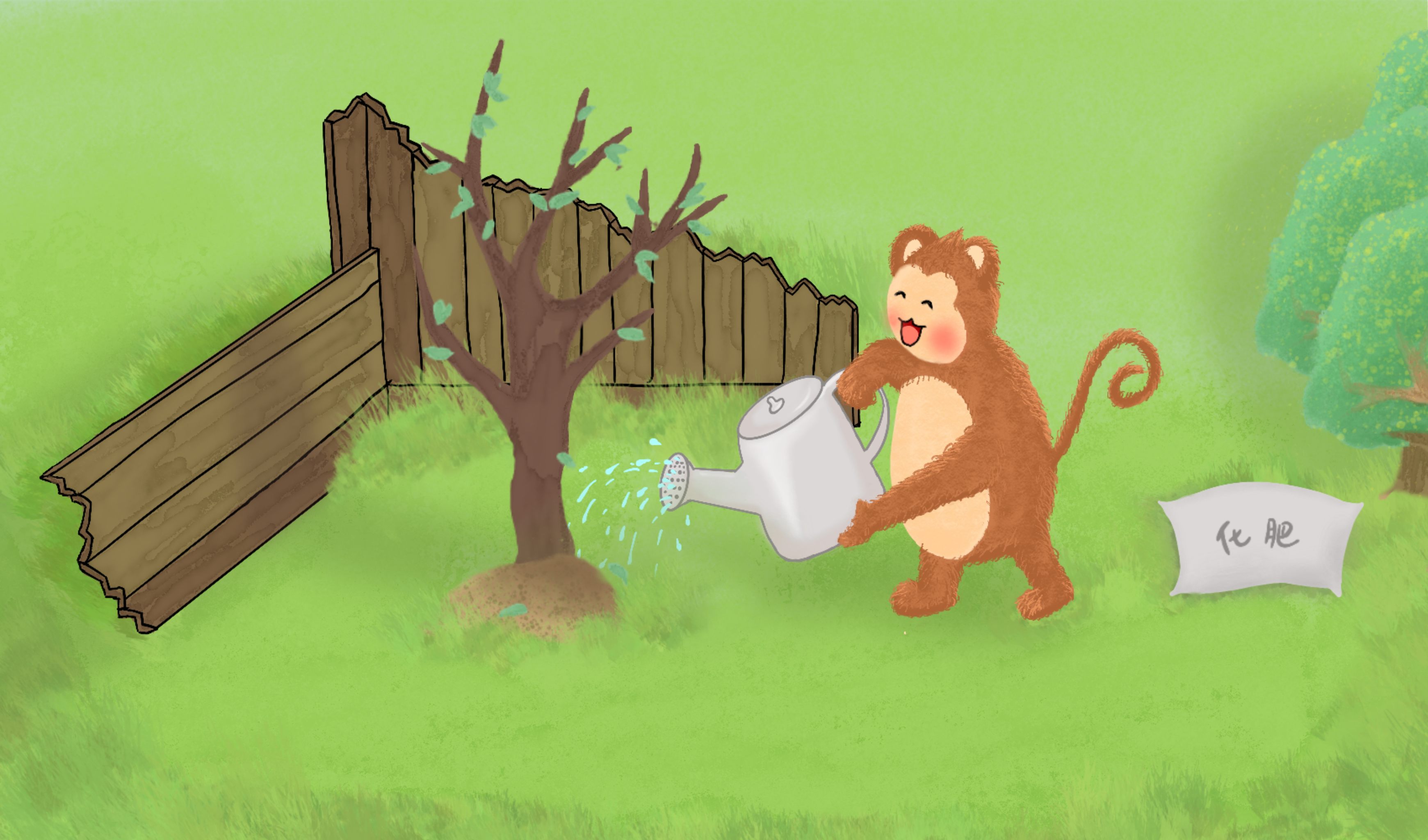 原创绘本画|猴子种树