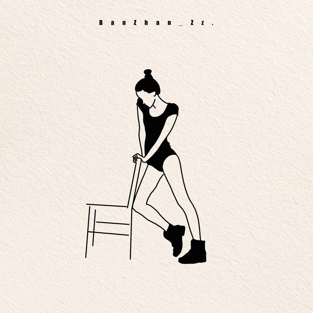 街拍线条风插画