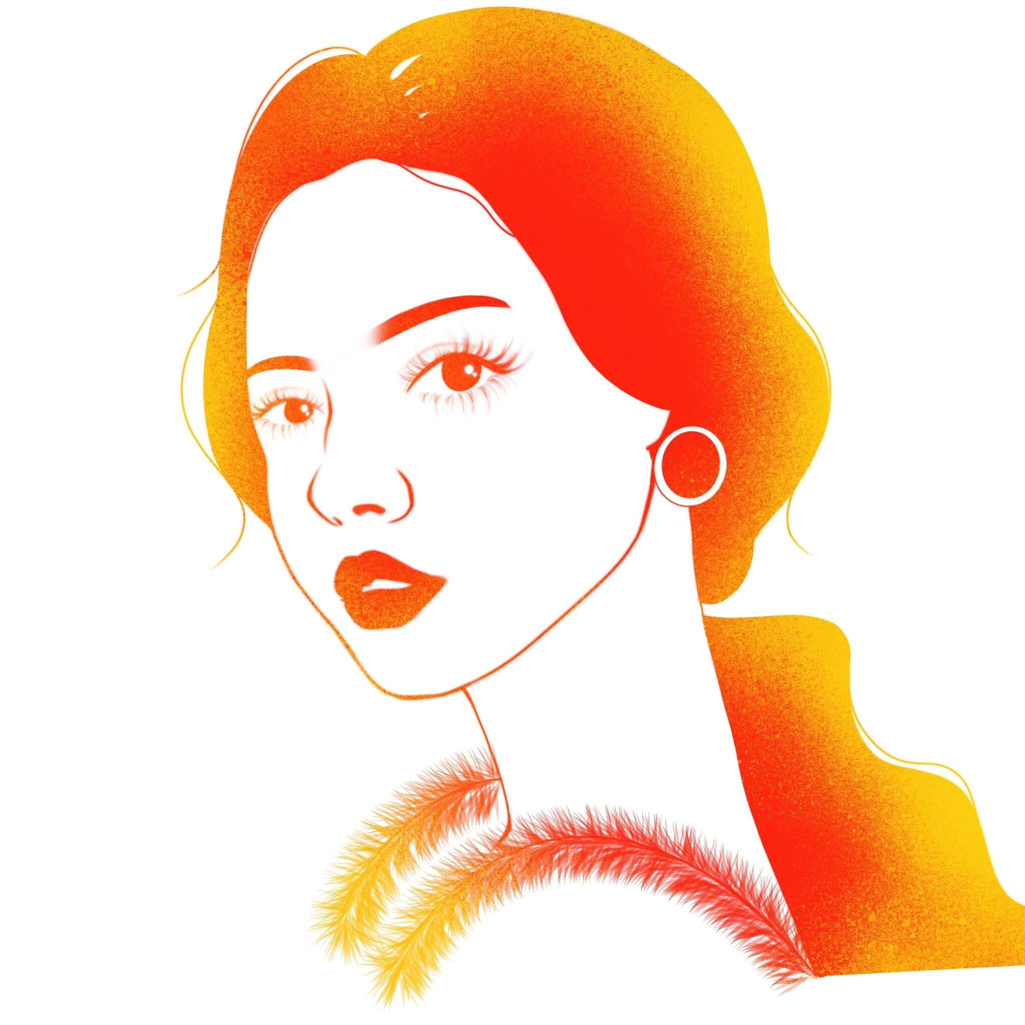 头像插画时尚单色线稿类插画六张