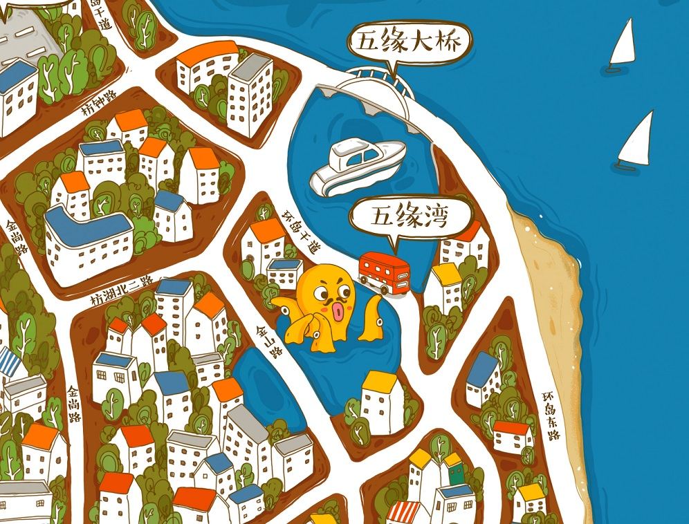 厦门手绘地图 - 插画师啊弟大人 - 原创作品 - 视觉中国(shijueme)