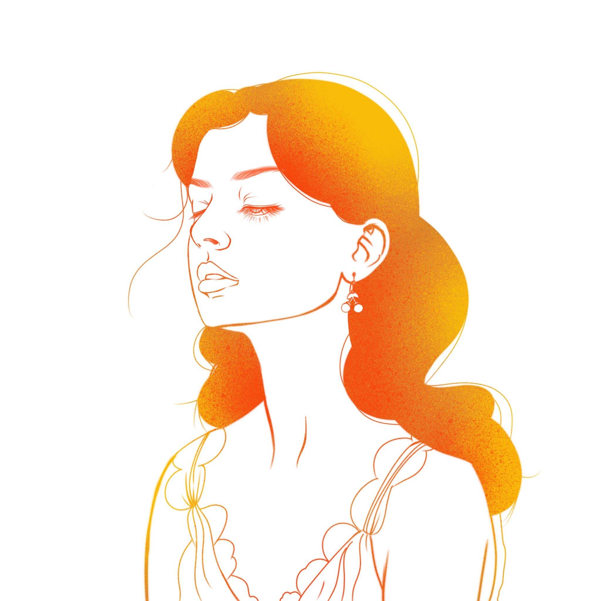 头像插画时尚单色线稿类插画六张