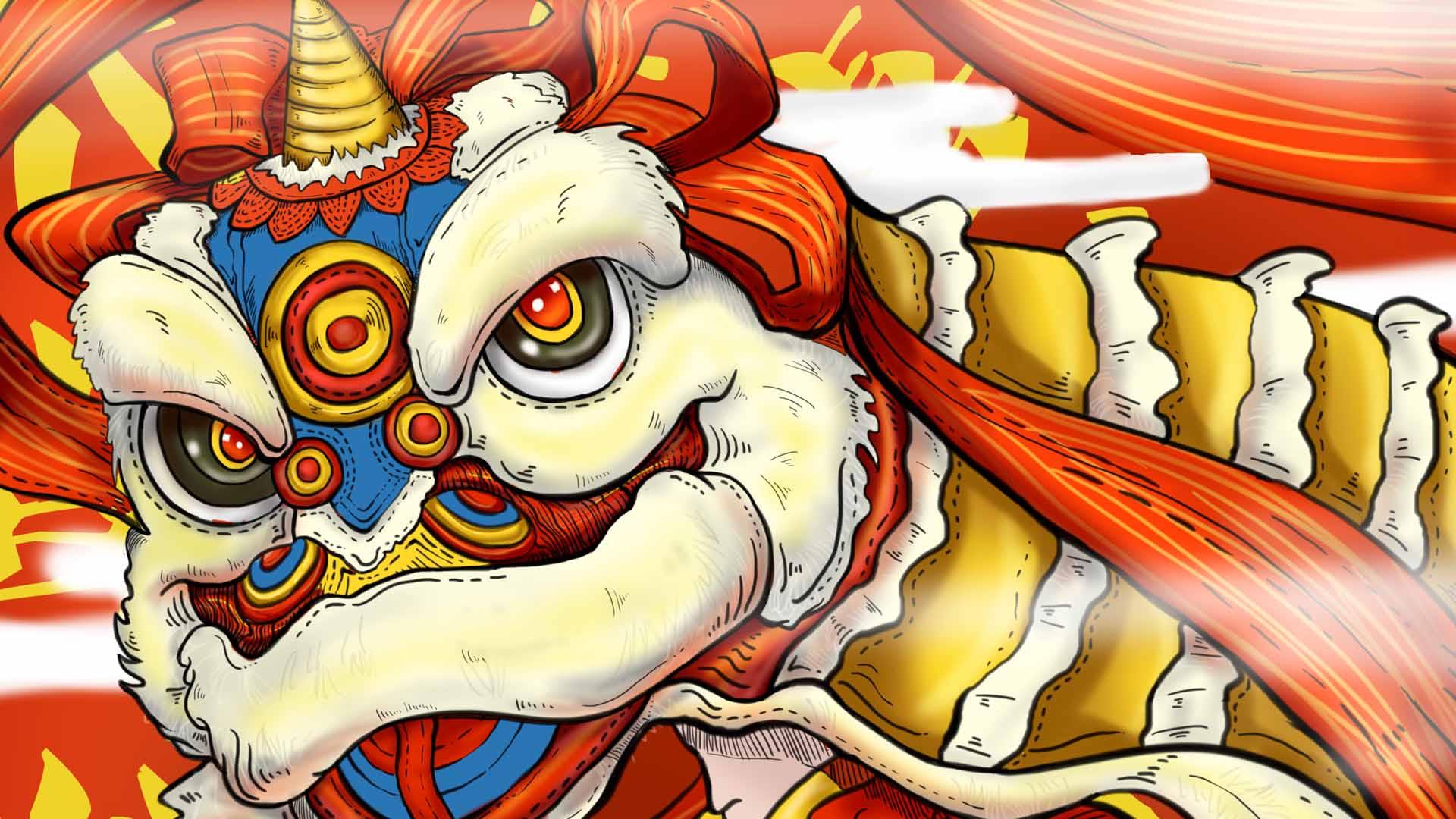 喜庆新年舞狮贺喜 - 纠杰- - 原创作品 - 视觉中国(shijueme)