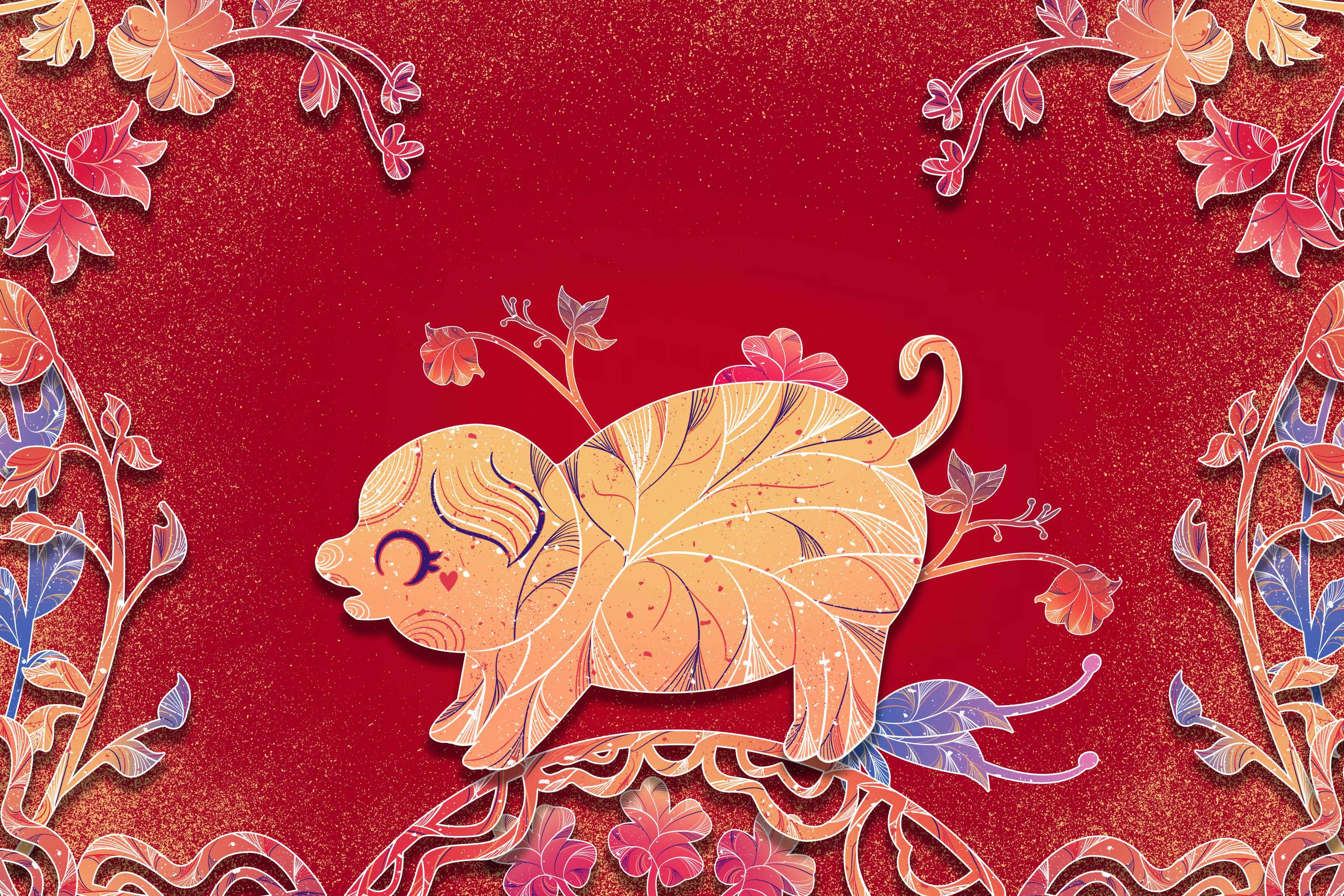 国潮线条风喜庆萌系十二生肖