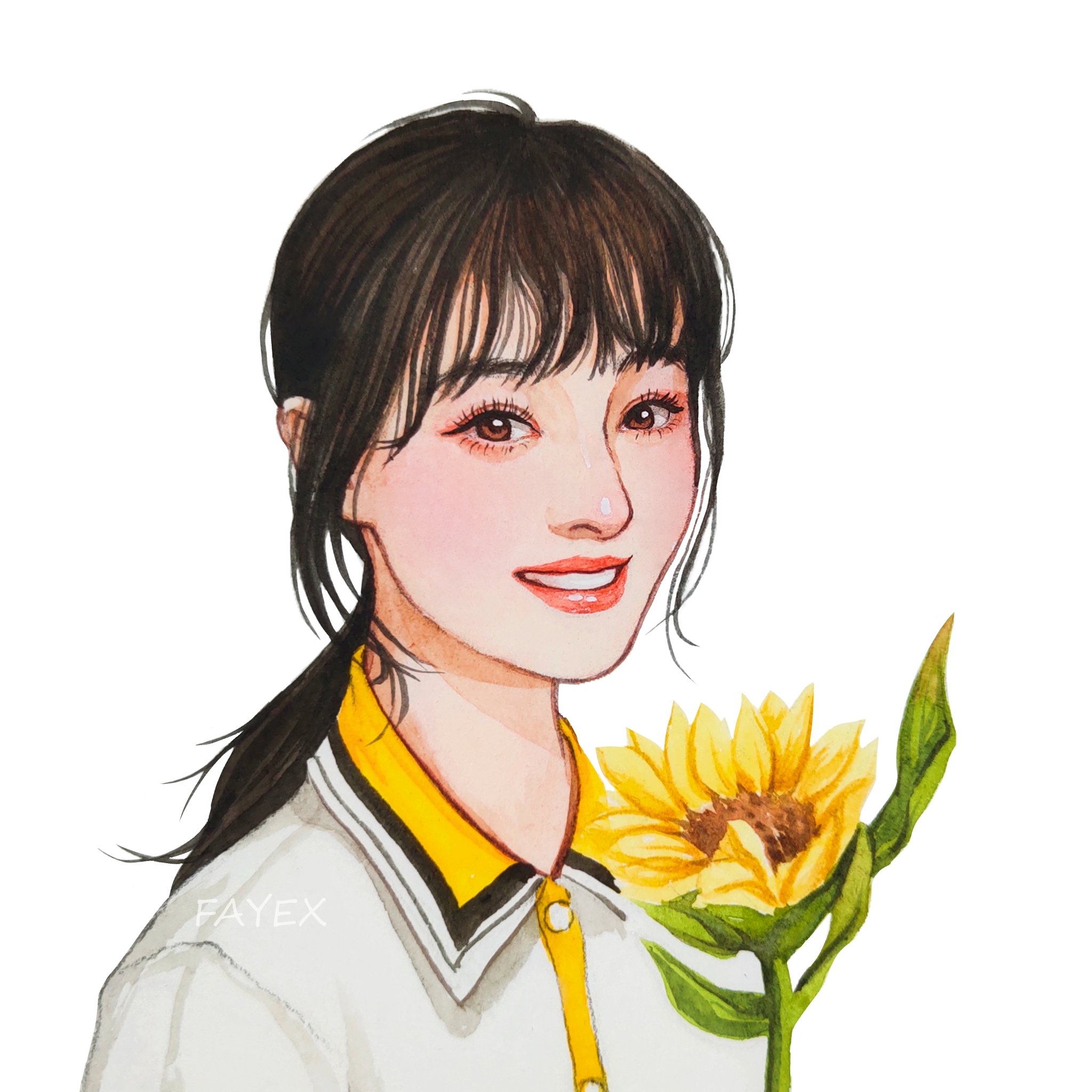 手绘水彩头像明星