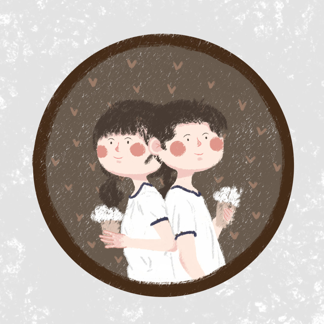 婚礼婚纱照双人logo贴纸插画头像