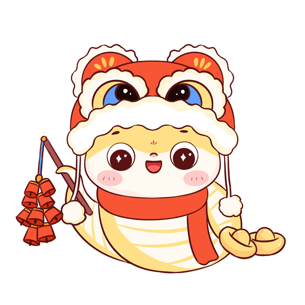 q版卡通可爱蛇年形象ip新年春节节日鞭炮吉祥物
