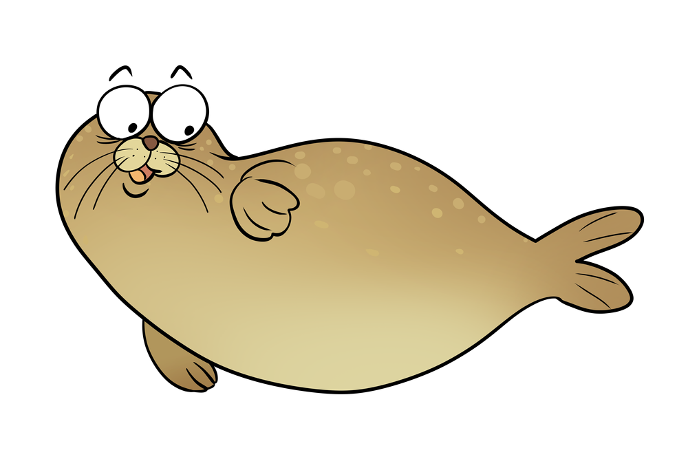 一只游泳的海豹卡通漫画元素