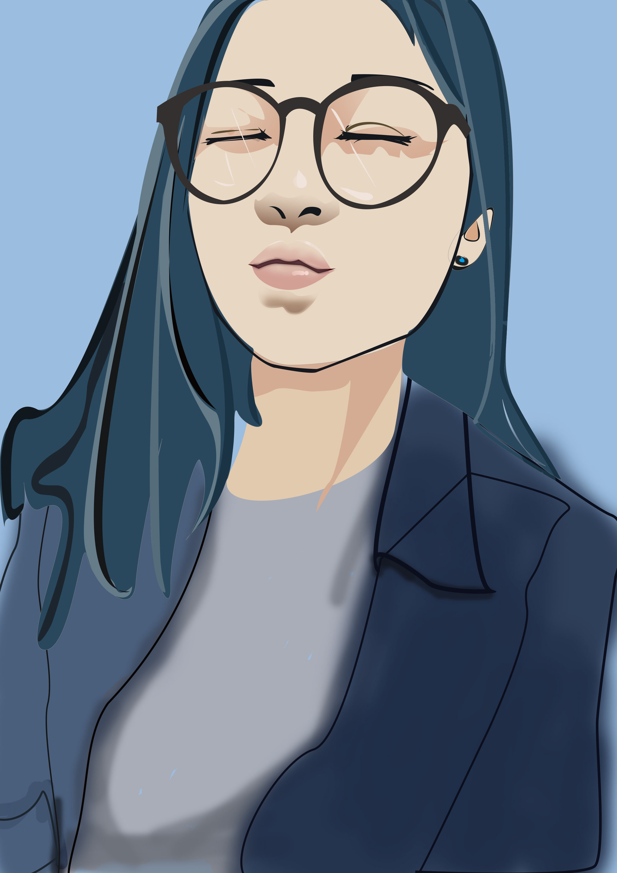 这幅肖像的画风是借鉴前辈的,第一次画,作为视觉的敲门砖吧