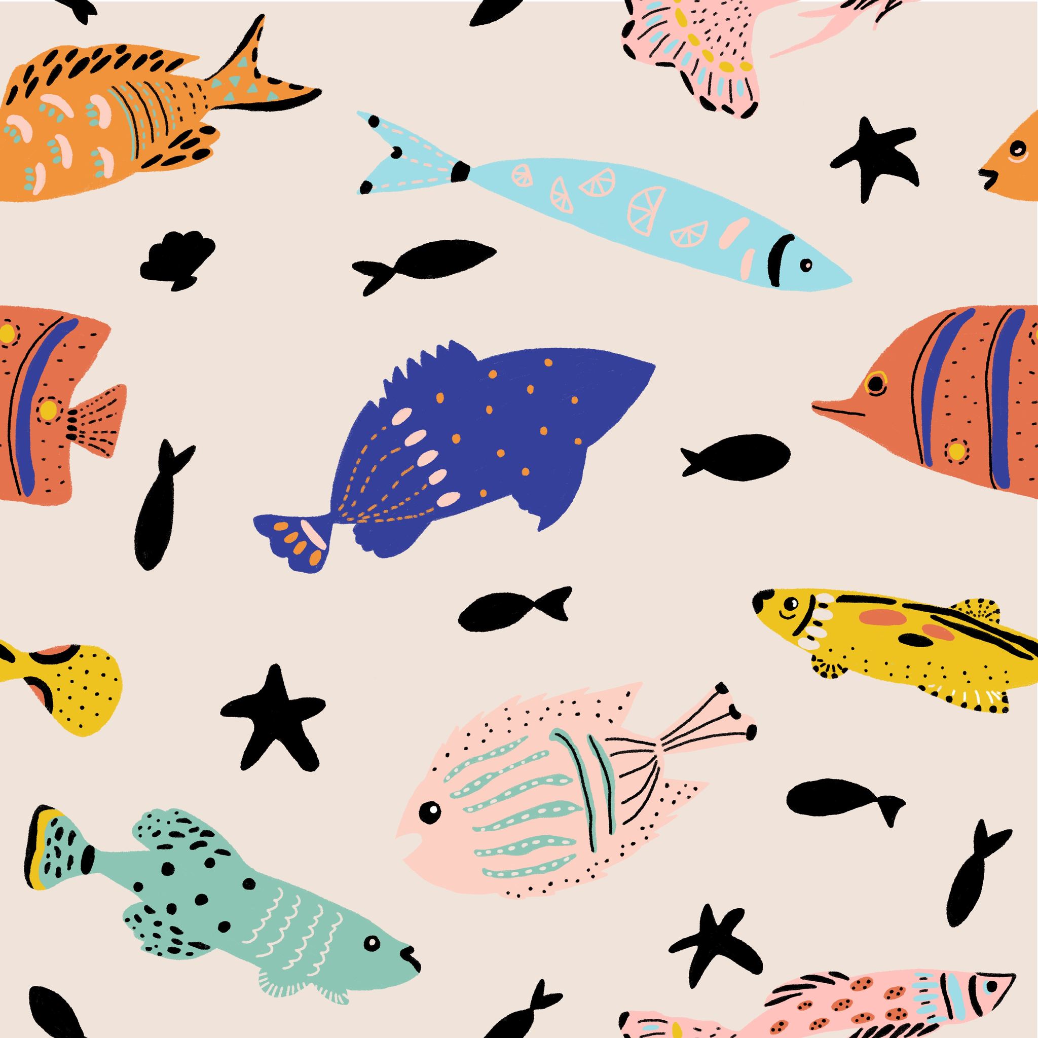 热带鱼群图案 tropical fish pattern