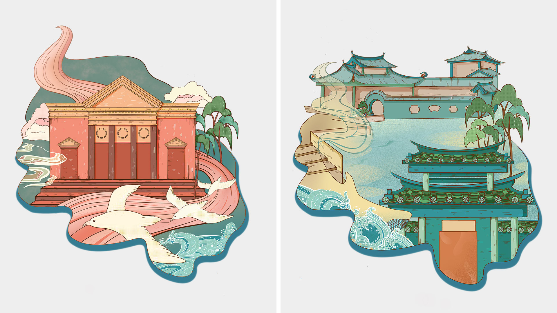 鼓浪屿云旅游小程序开发插画设计