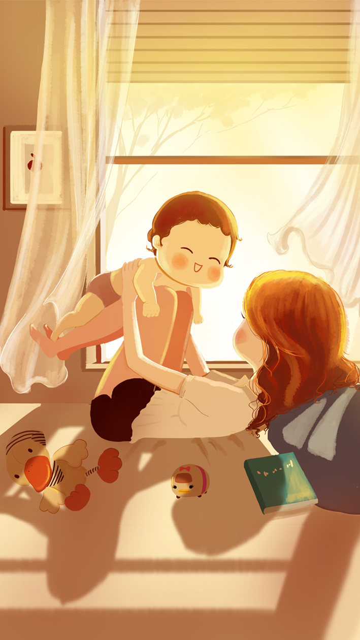 充满温暖阳光的亲子治愈系插图 - 菲菲美智 - 原创作品 - 视觉中国(爱