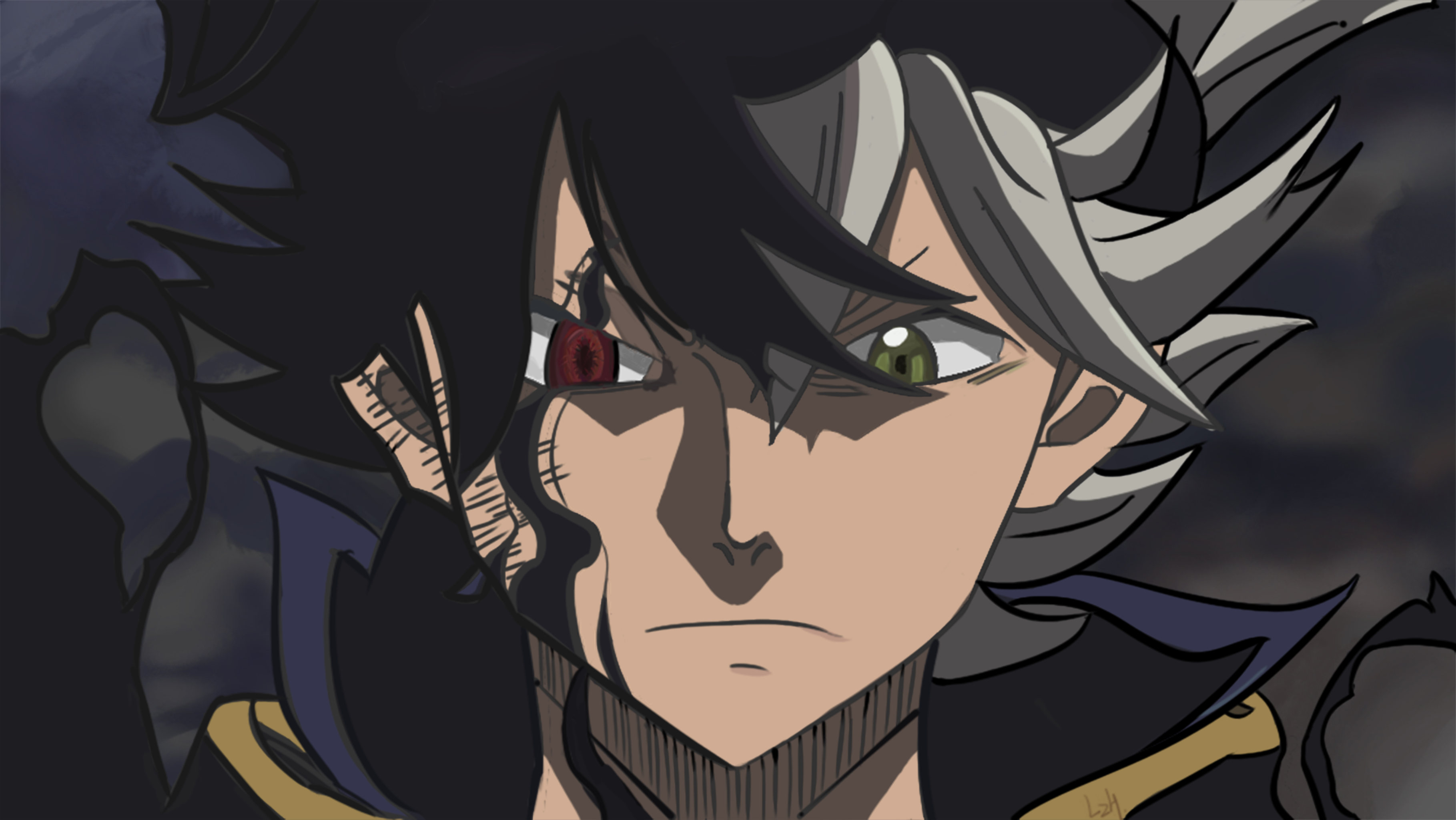 【ps原画临摹添加更多小细节】黑色五叶草:半魔半人