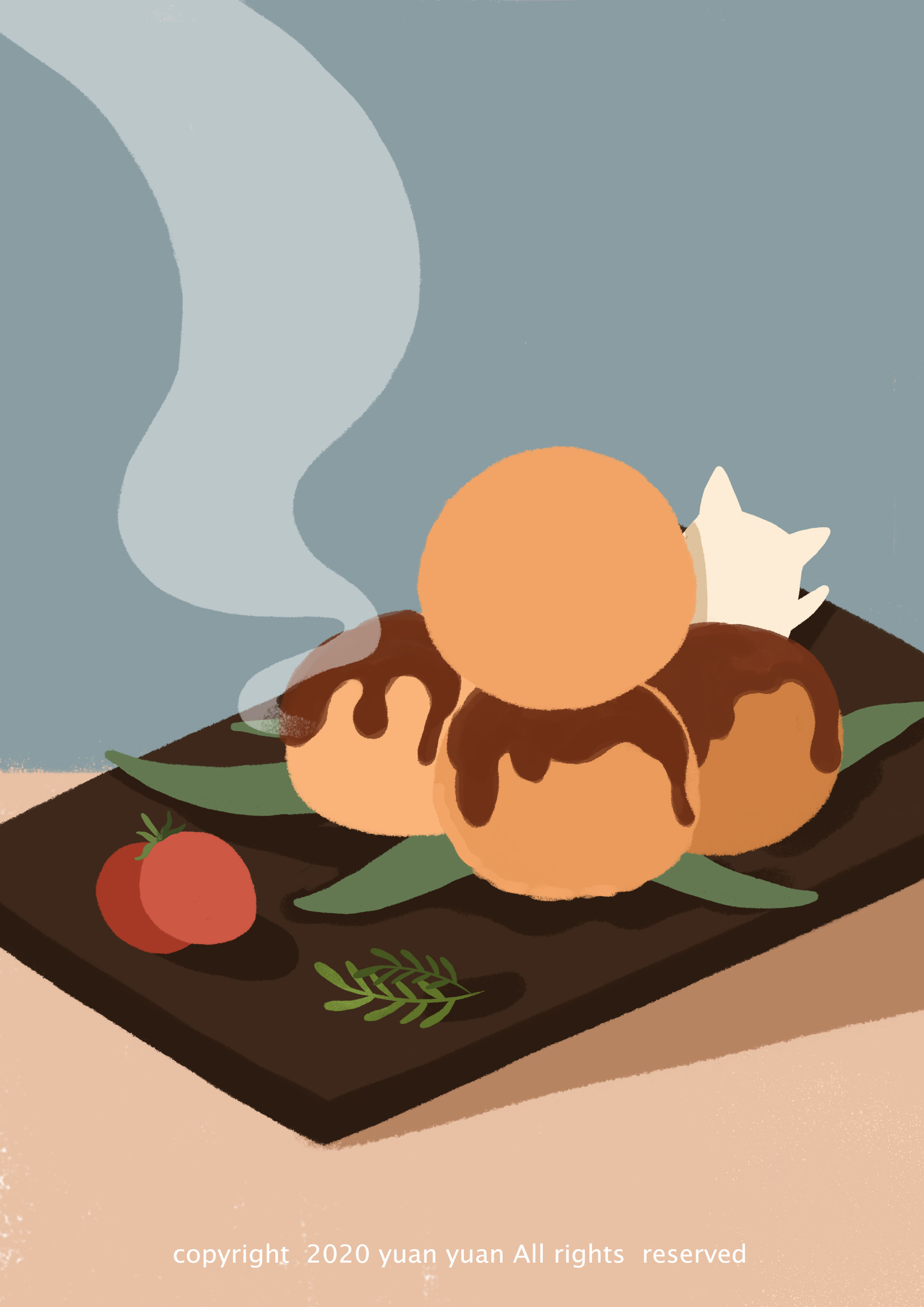 食物插画 | 章鱼小丸子