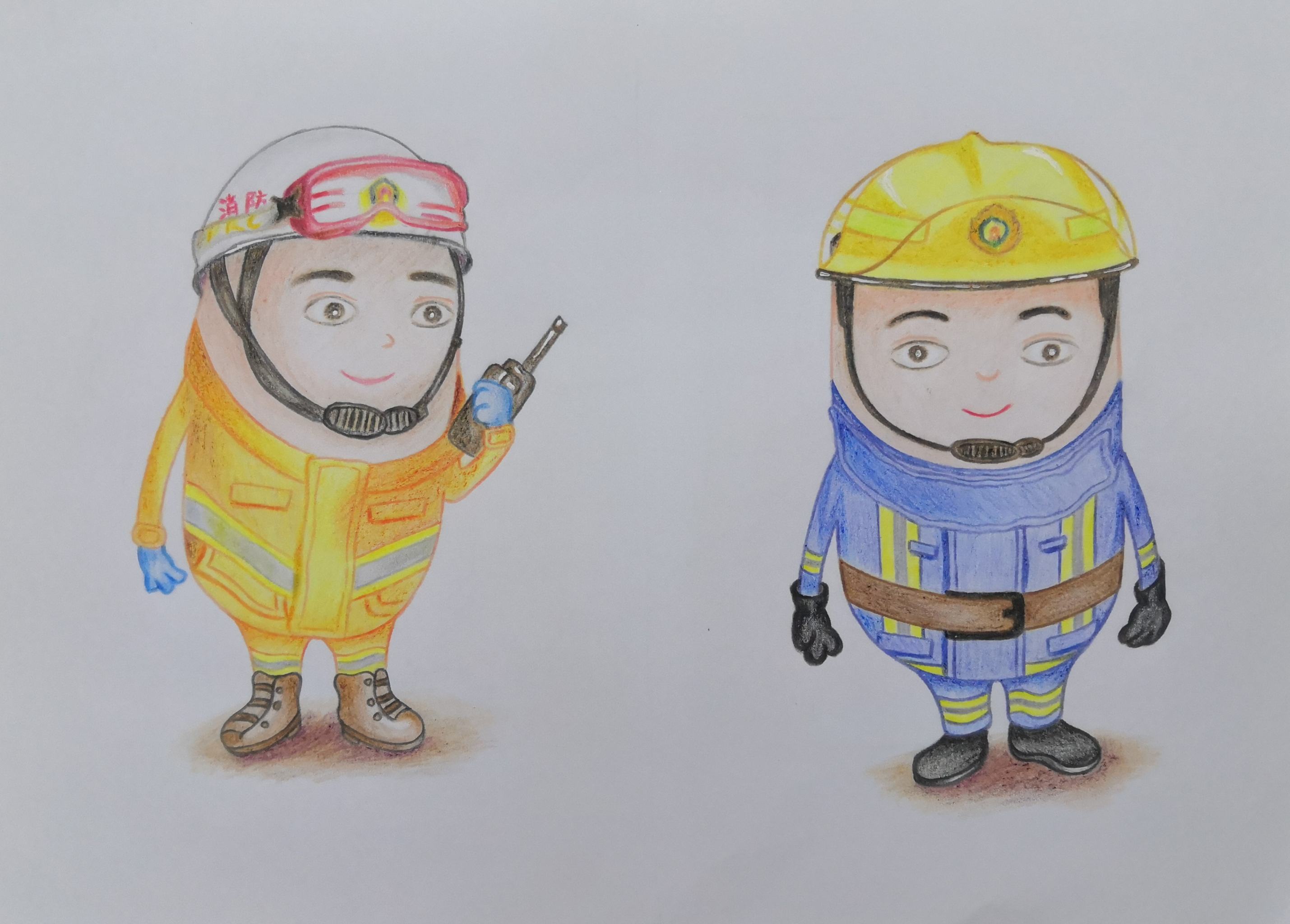消防员卡通人物绘画图片
