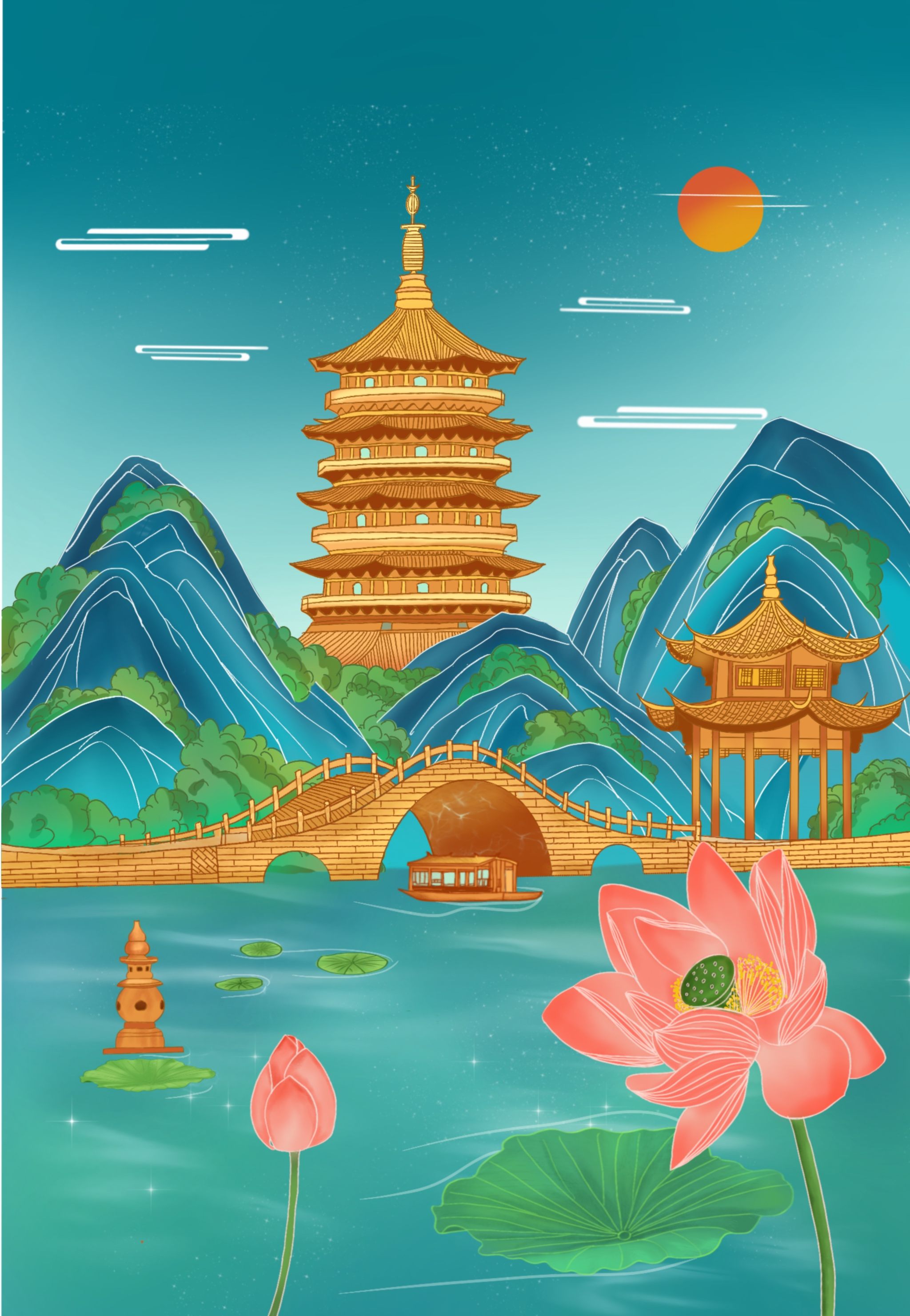 手绘插画国风作品集