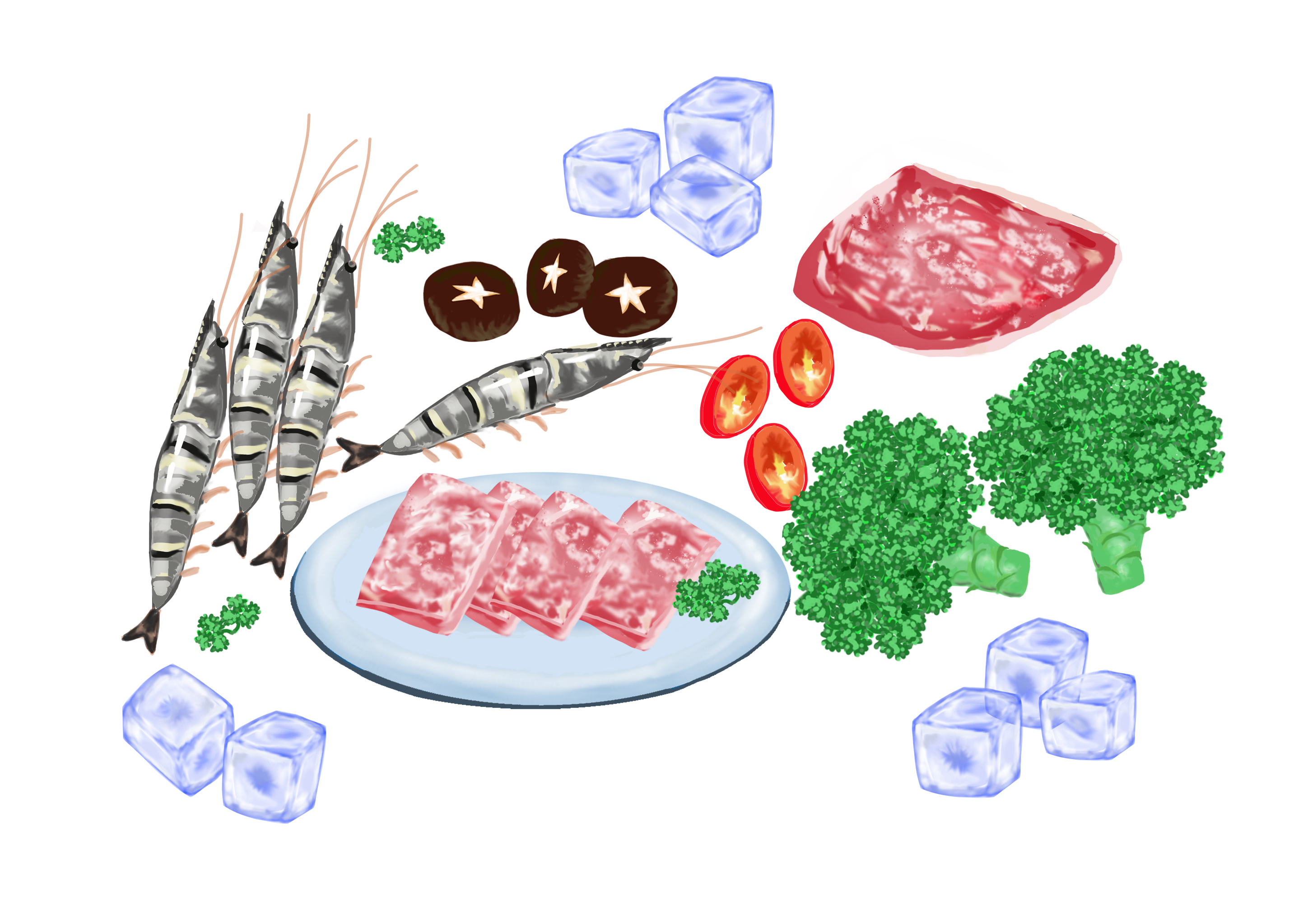 日料食材壽喜鍋烤肉蝦蔬菜