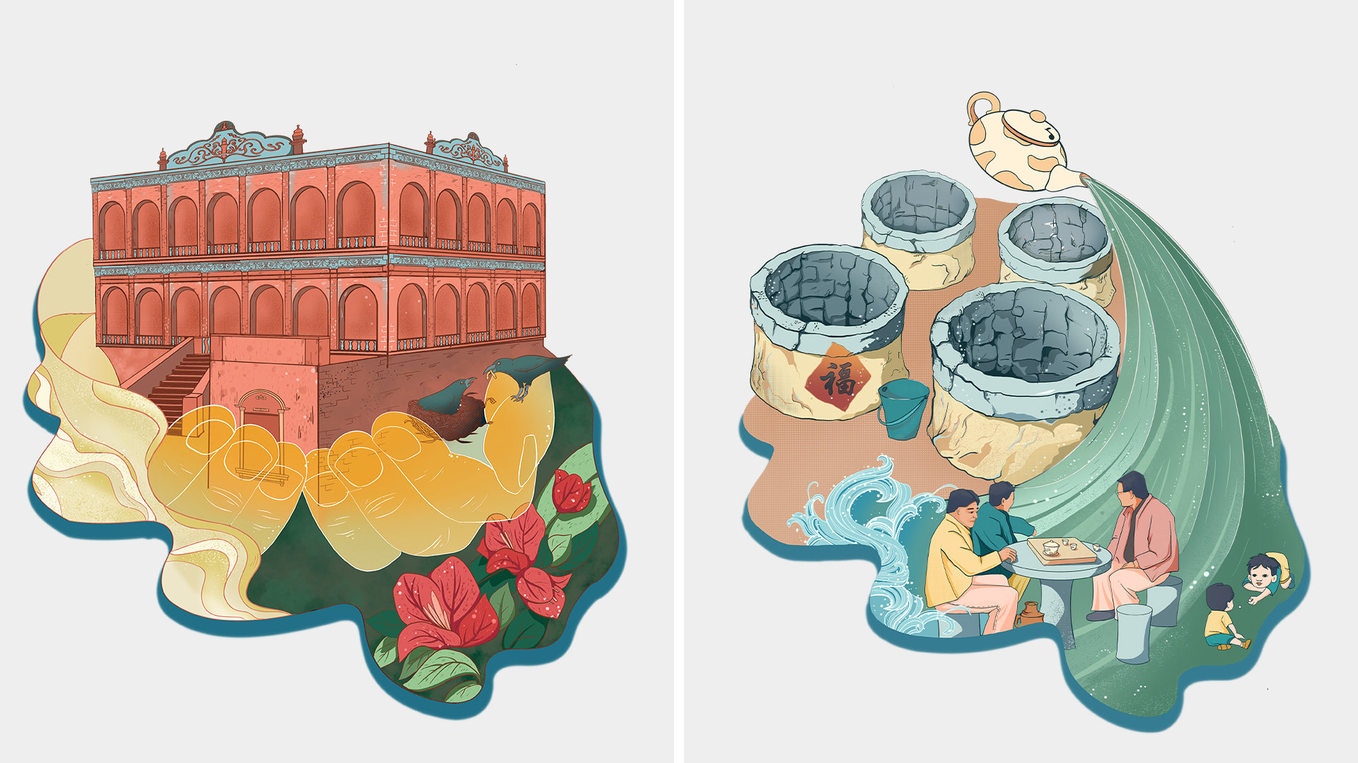 鼓浪屿云旅游小程序开发插画设计