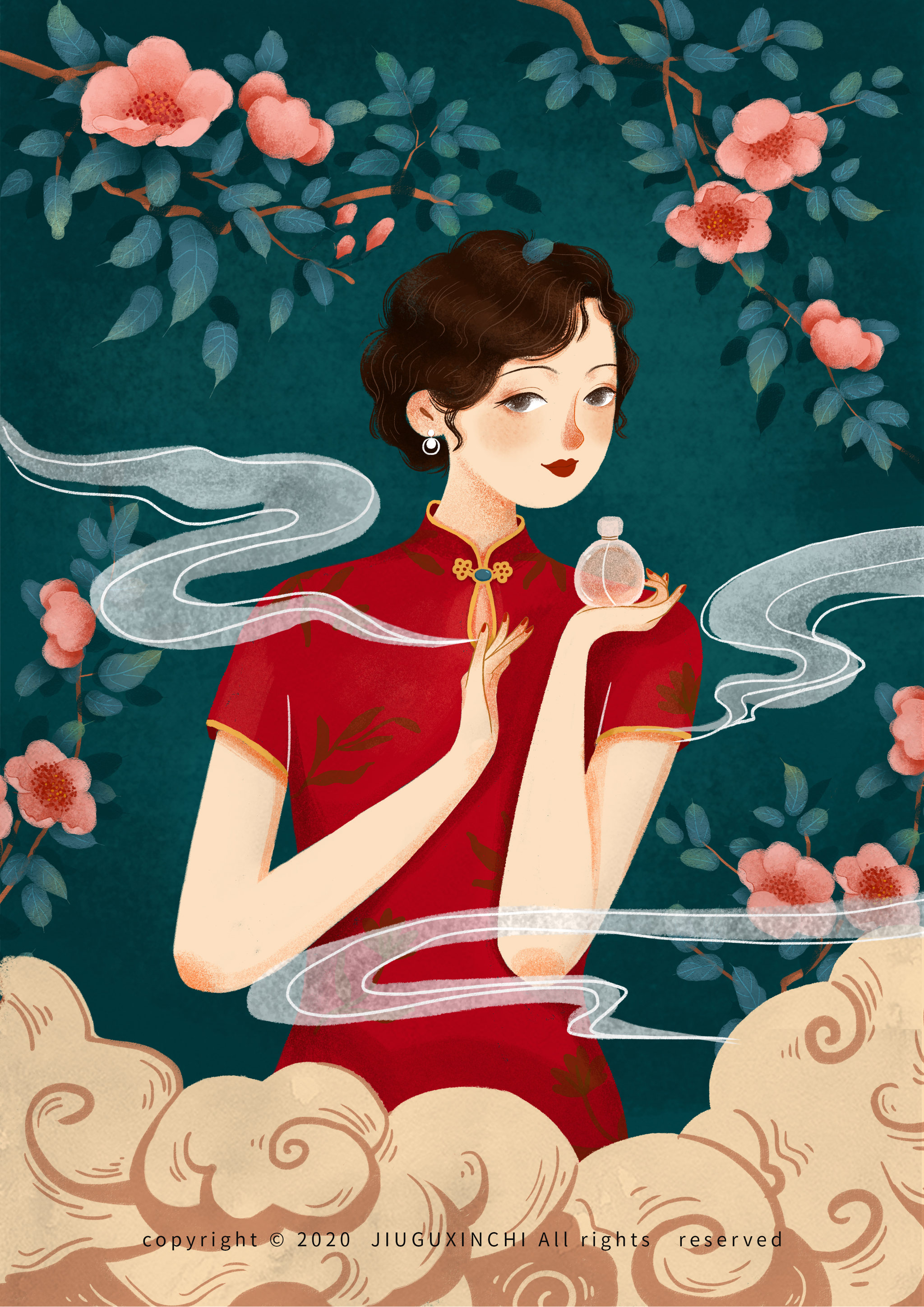 原创国风旗袍女子图鉴 - 旧故新池 - 原创作品 - 视觉中国(爱视觉)