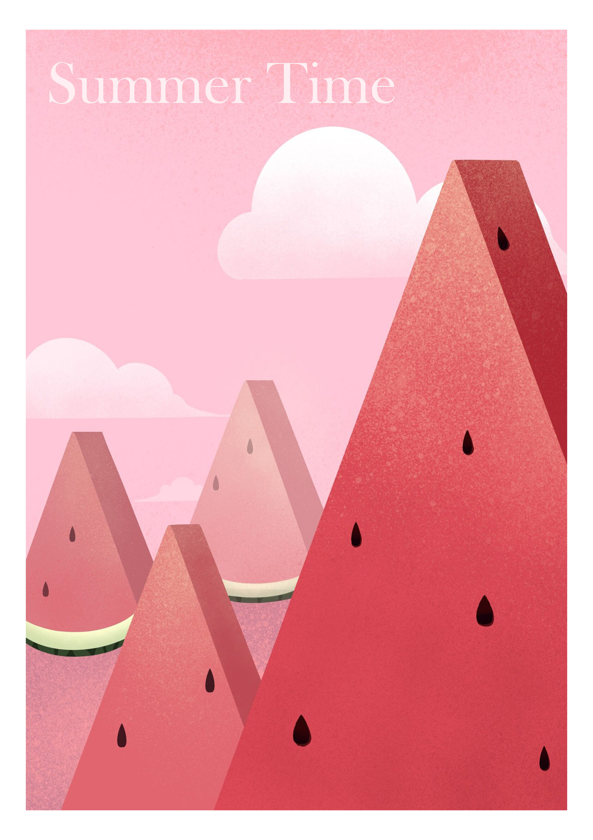 夏日插画 扁平风格 西瓜幻想