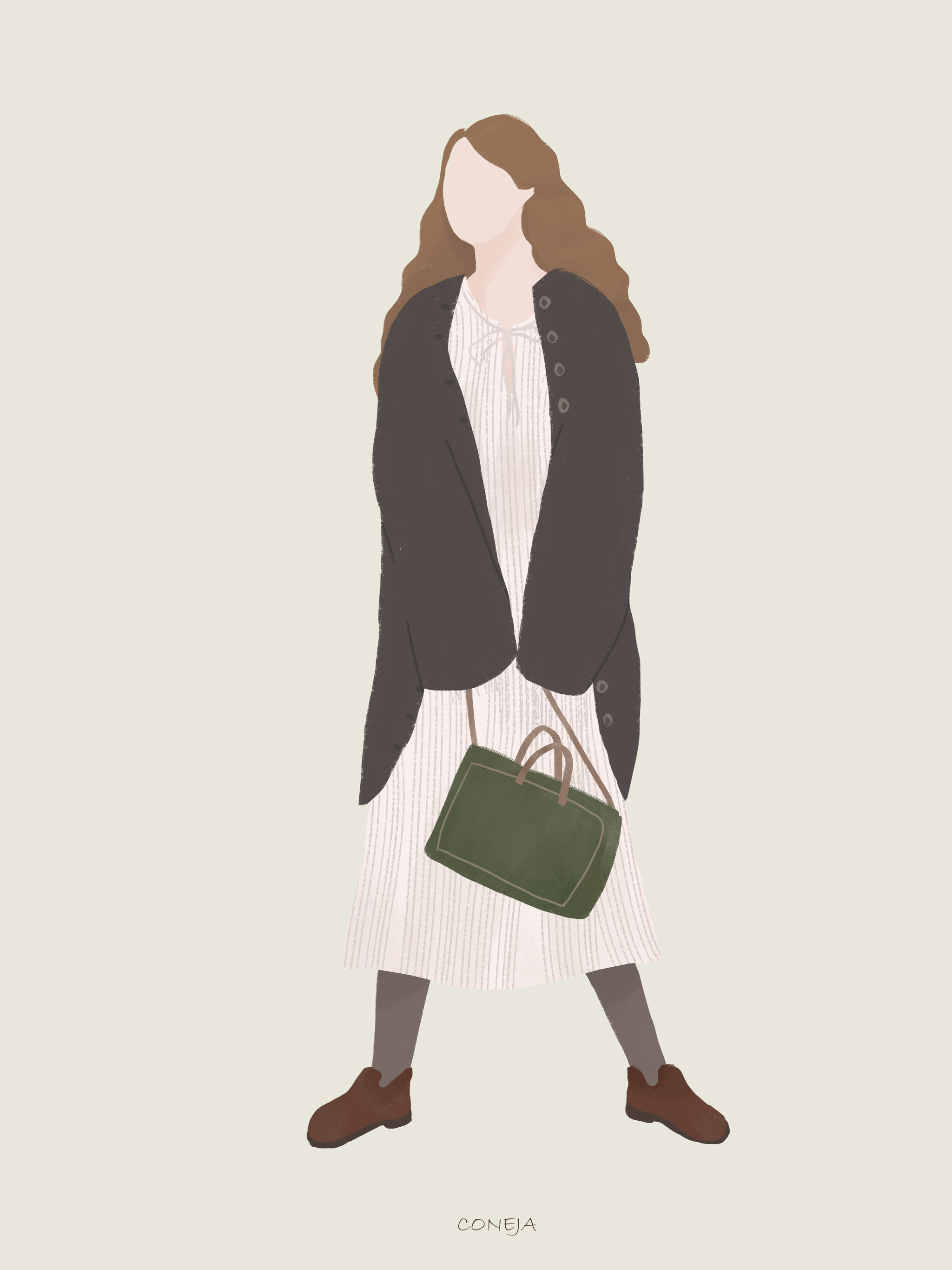 莫兰迪色调人物插画