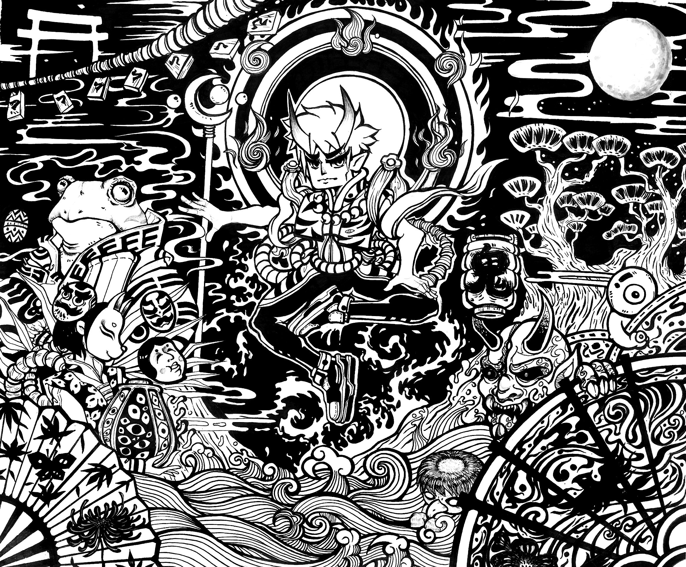 黑白插画《游响云停》part.