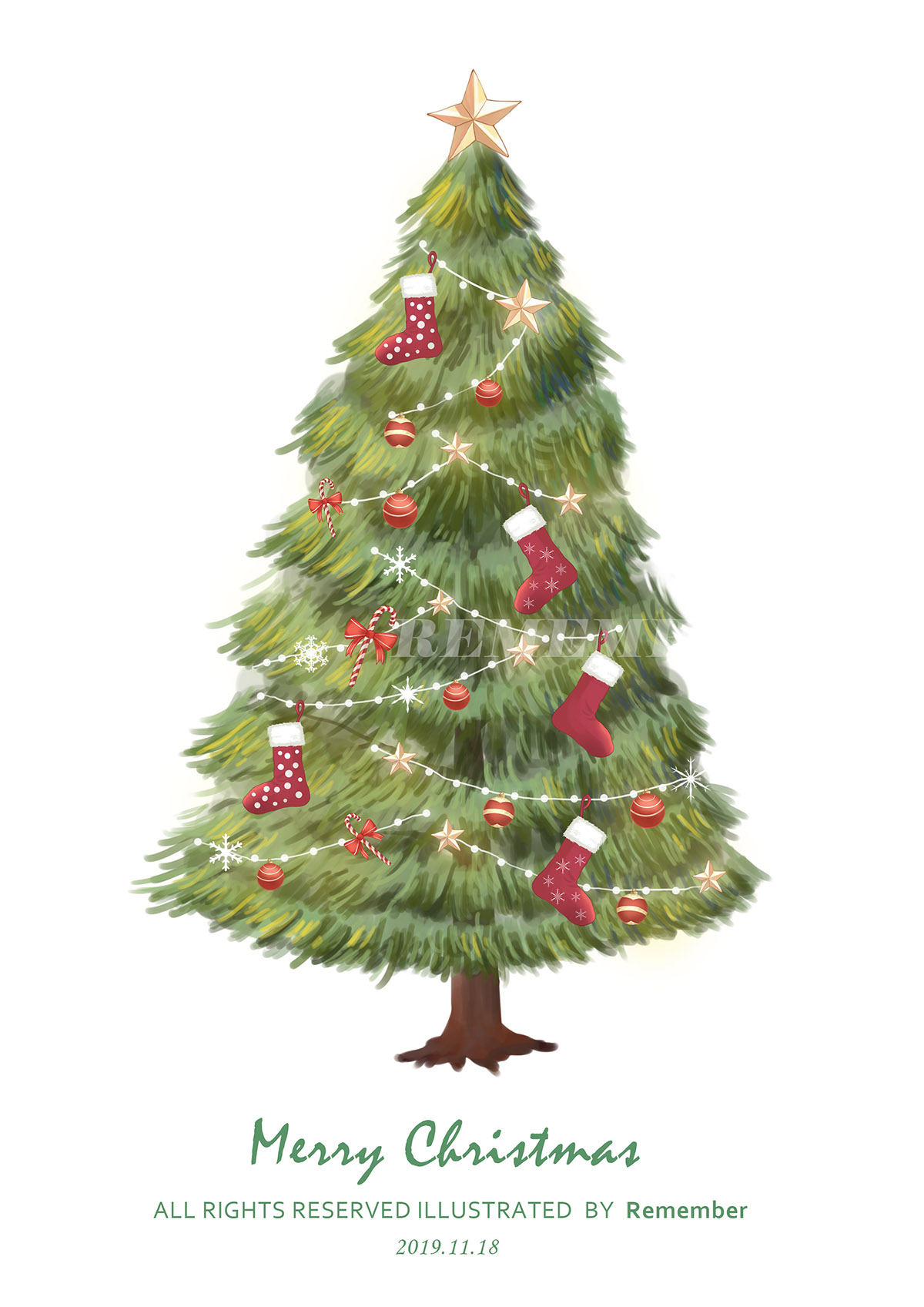 圣诞树 插画 - remember_rm - 原创作品 - 视觉中国(shijueme)