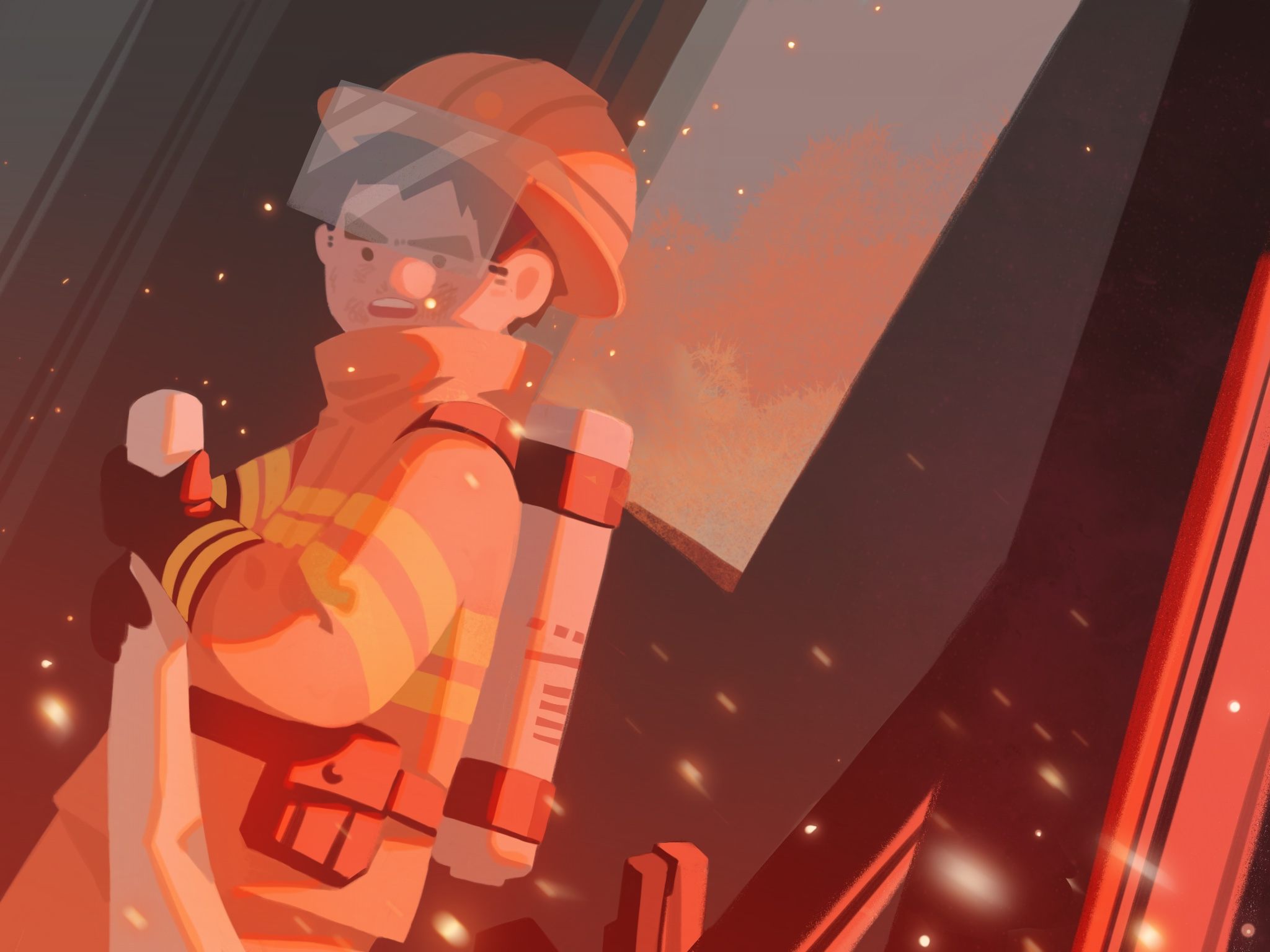 英俊与潇洒与帅气并存的可爱消防员