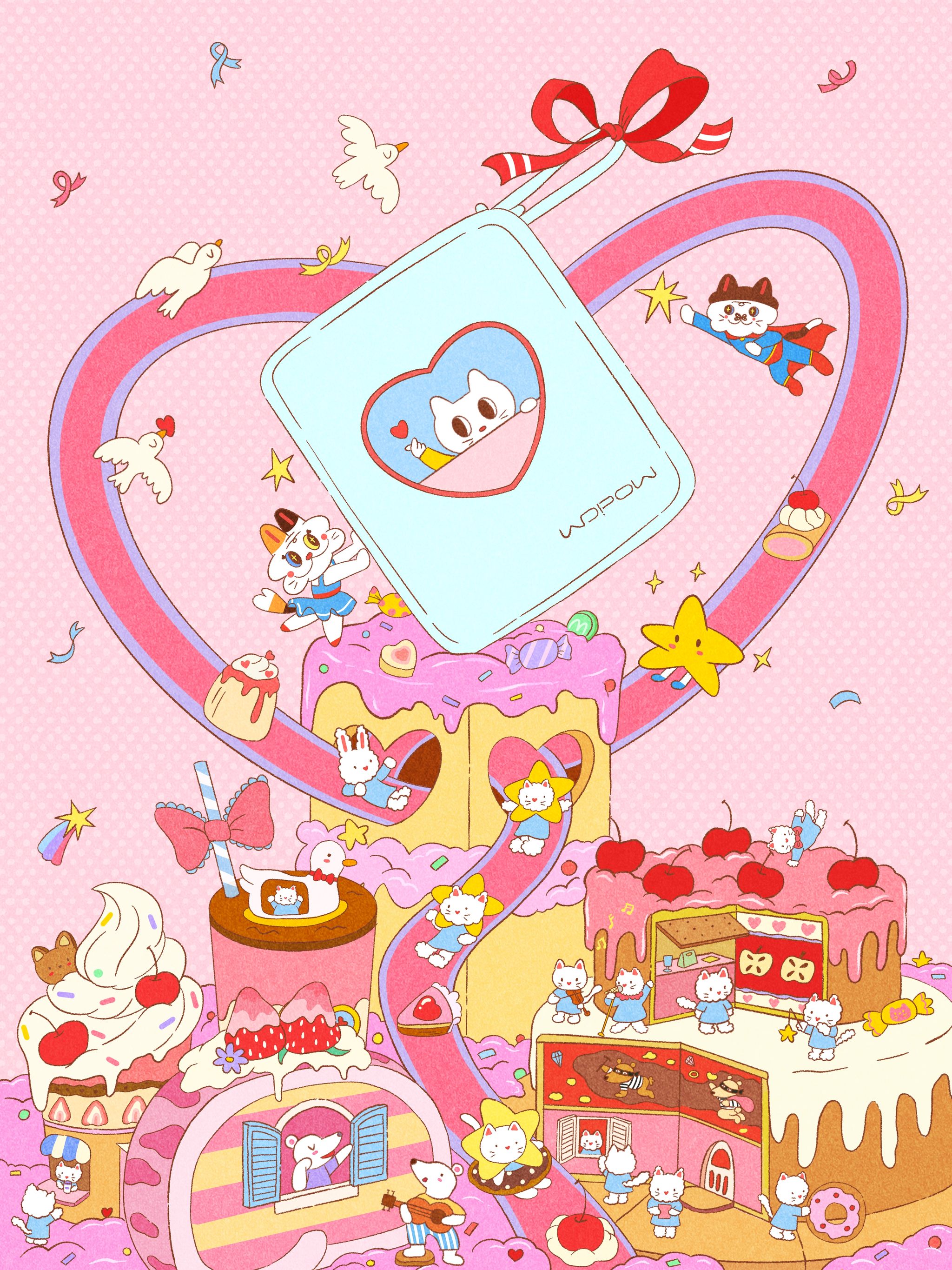 一组ip场景可爱治愈商业插画