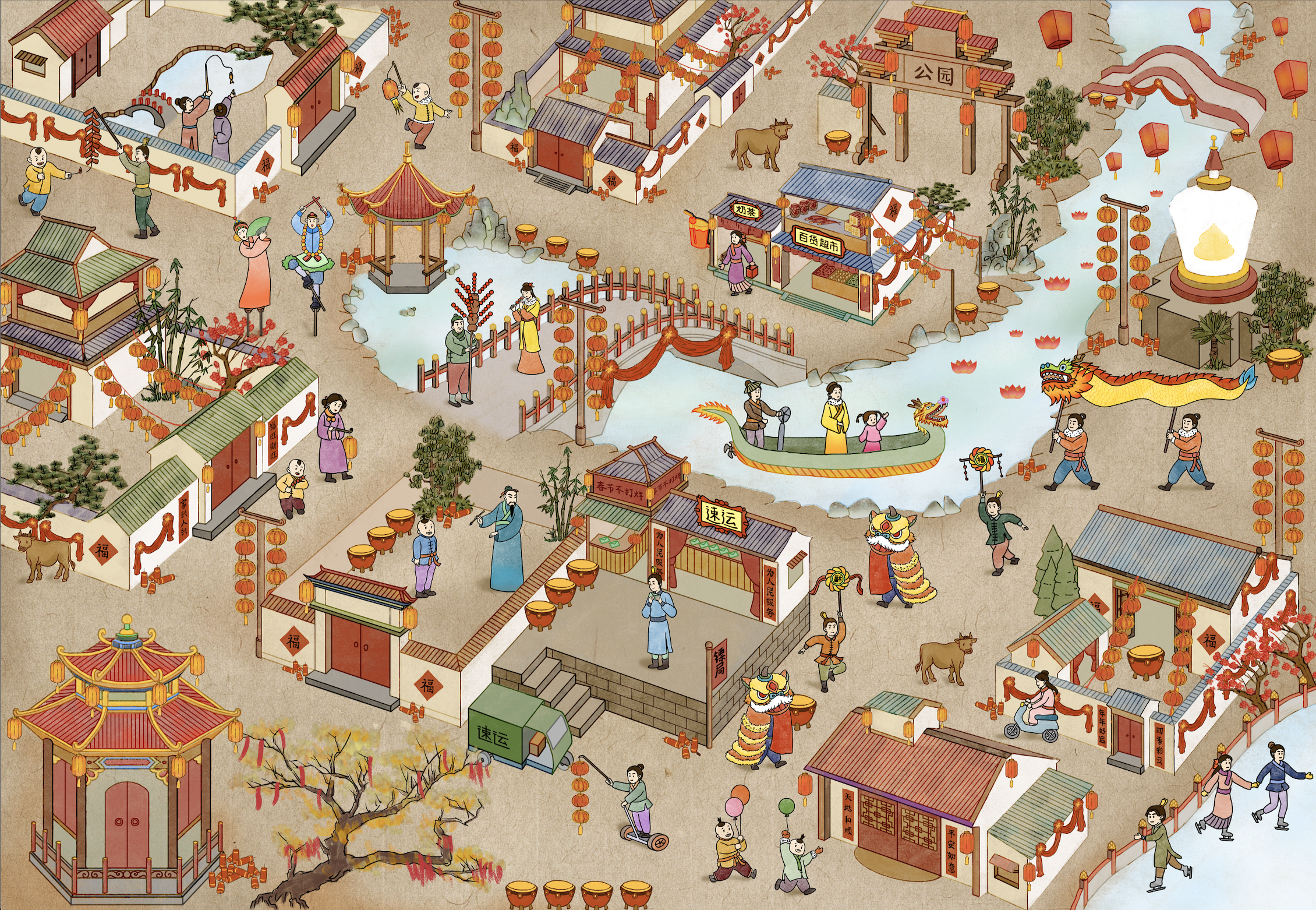 地图,新年,人物,传统