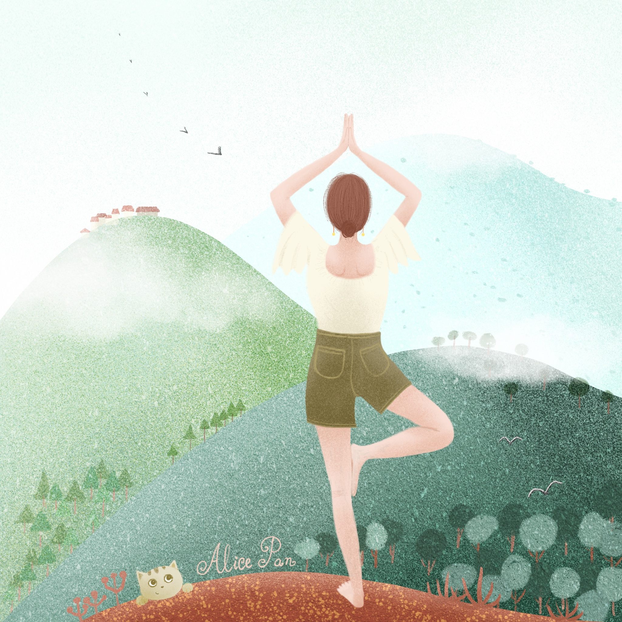 瑜伽插画2张