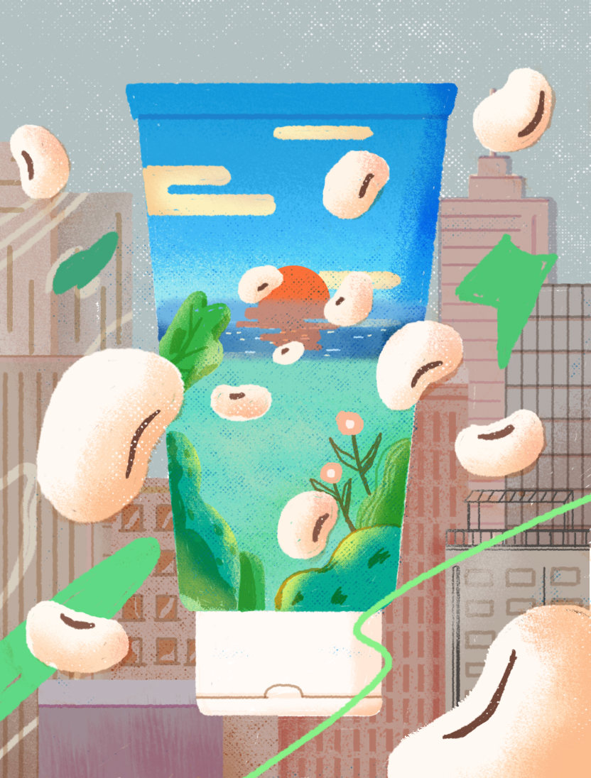 sana洗面奶广告插画设计 回归质朴 自然插画