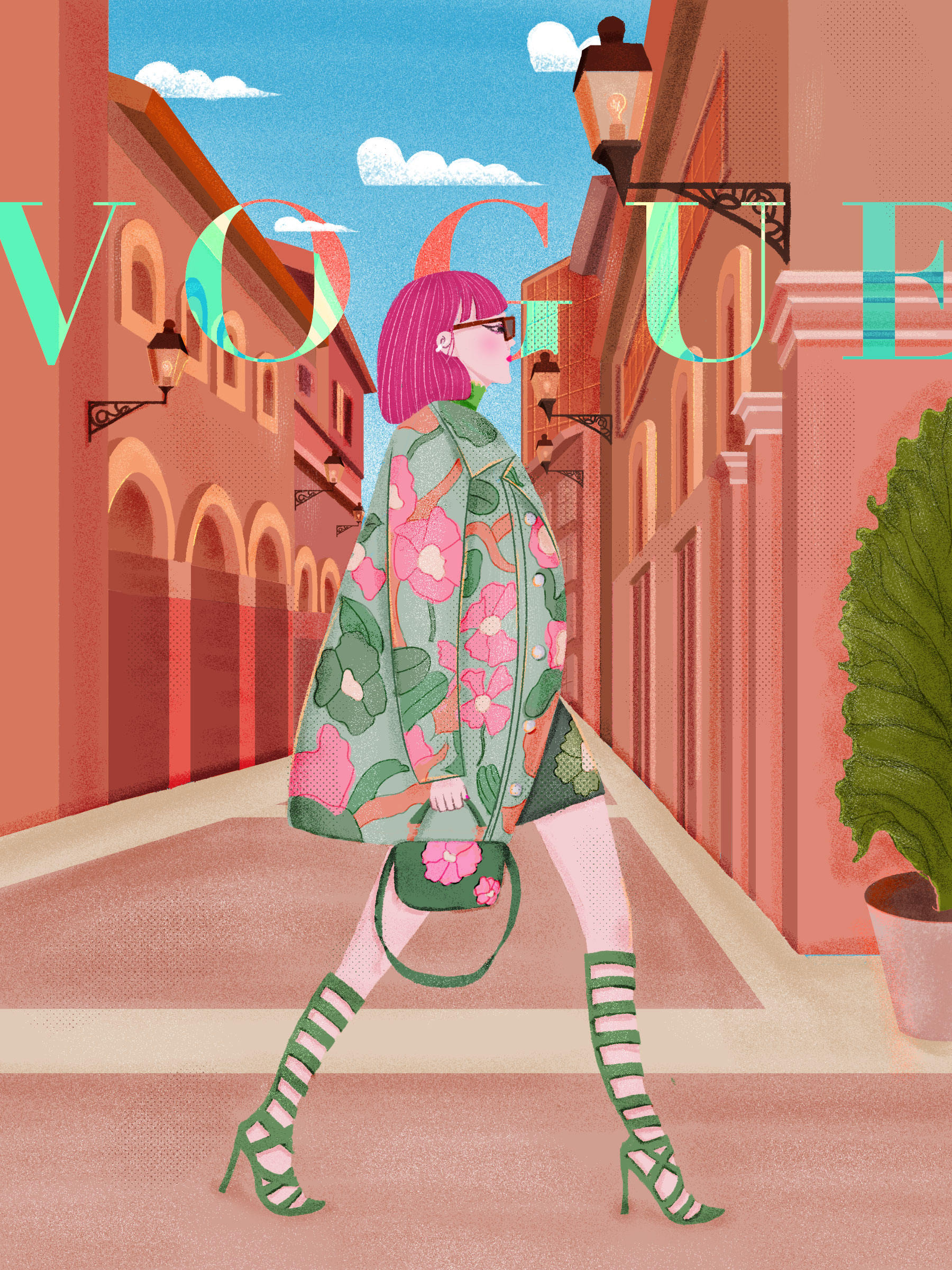 vogue时尚人物系列插画