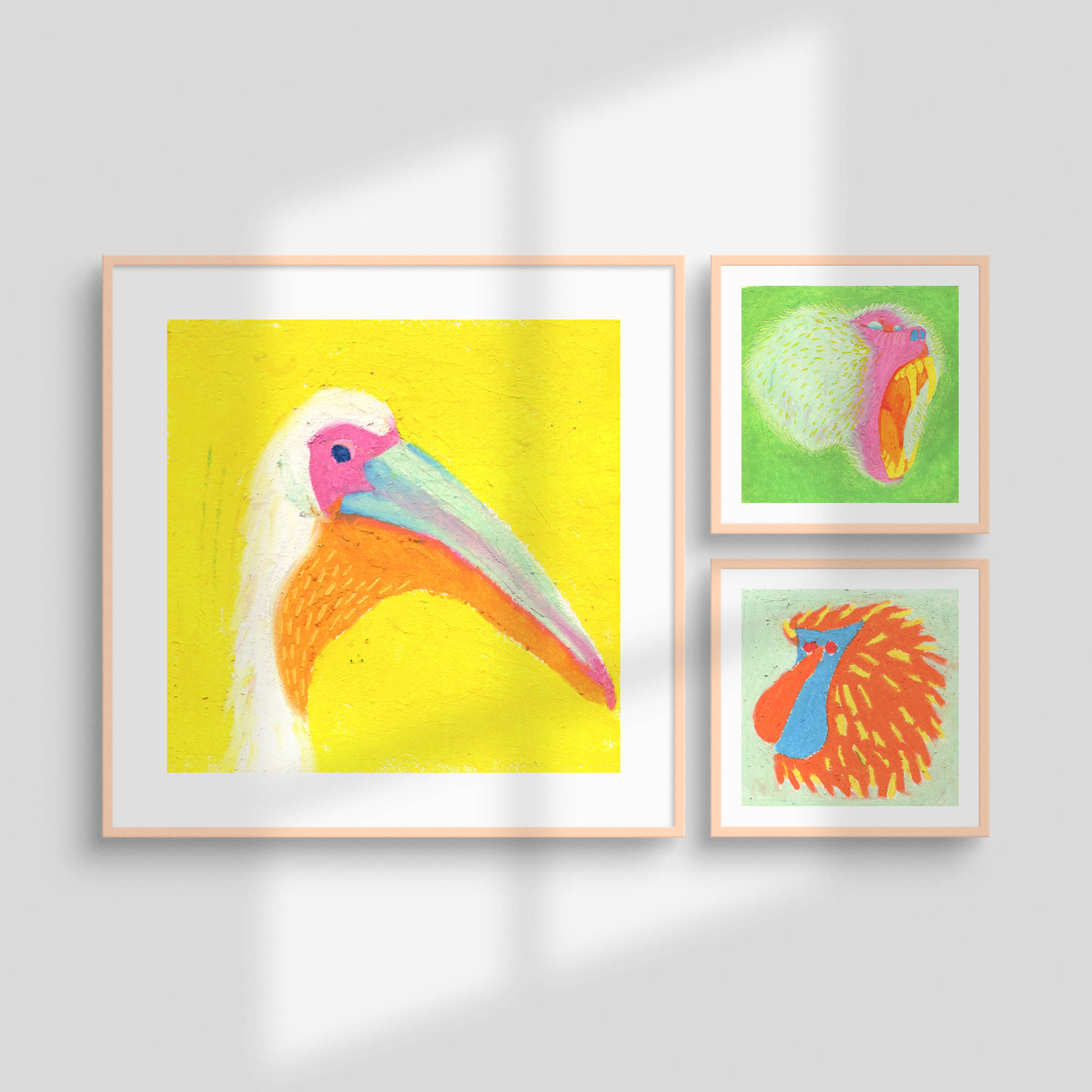 油画棒动物装饰画!