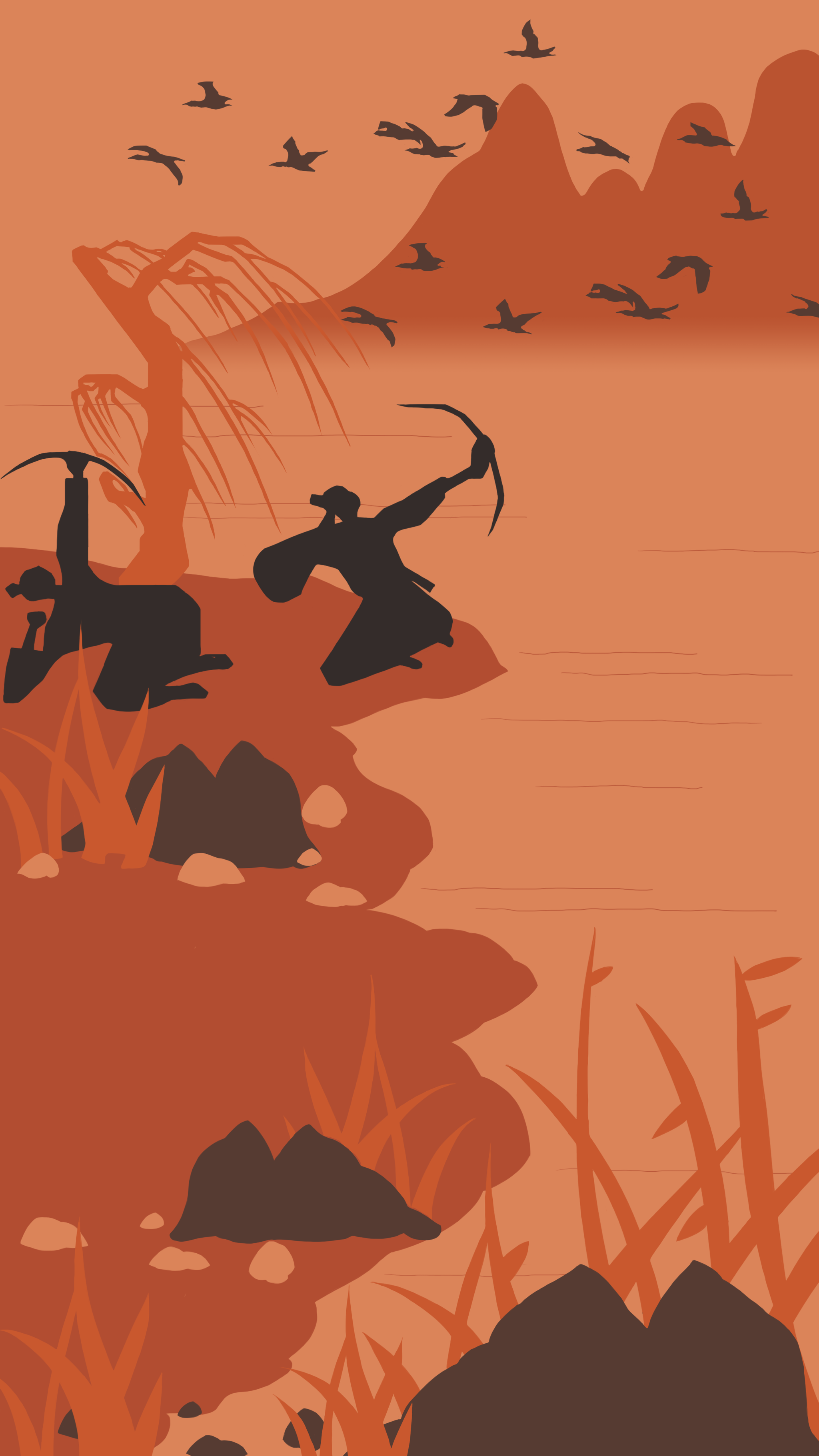 农作俑画像砖矢量插画分享