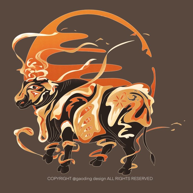 原创插画|五牛图(已商用)