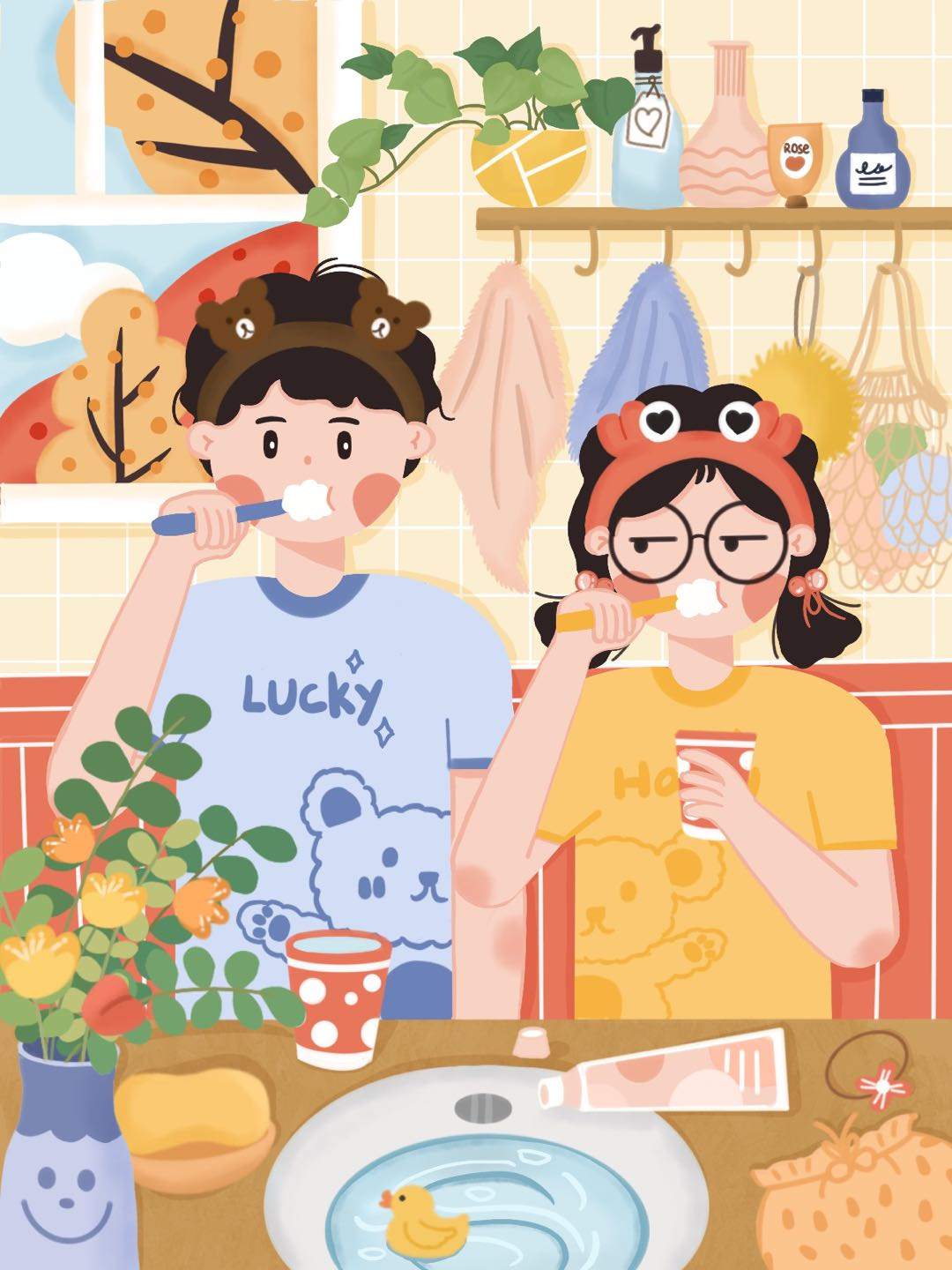 情侣的日常-起床洗漱