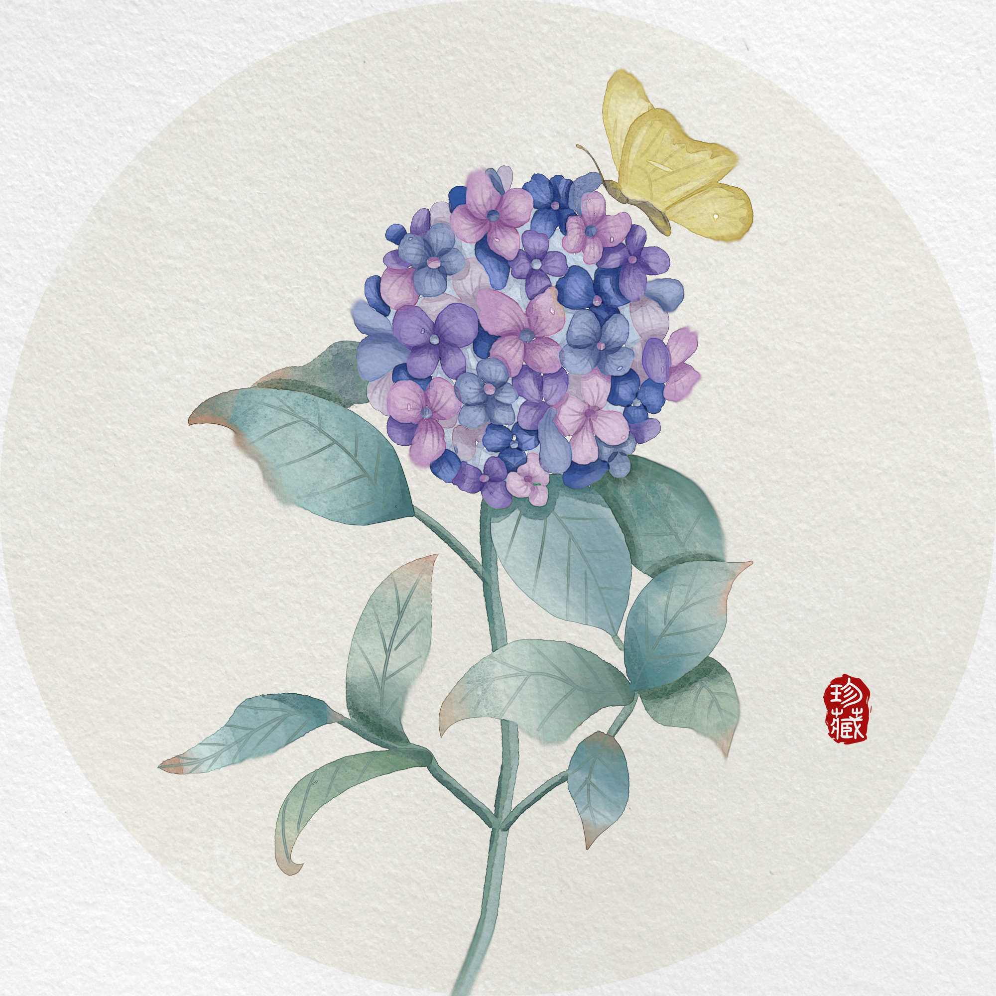 国风绣球花 - grizabella - 原创作品 - 视觉中国(shijueme)